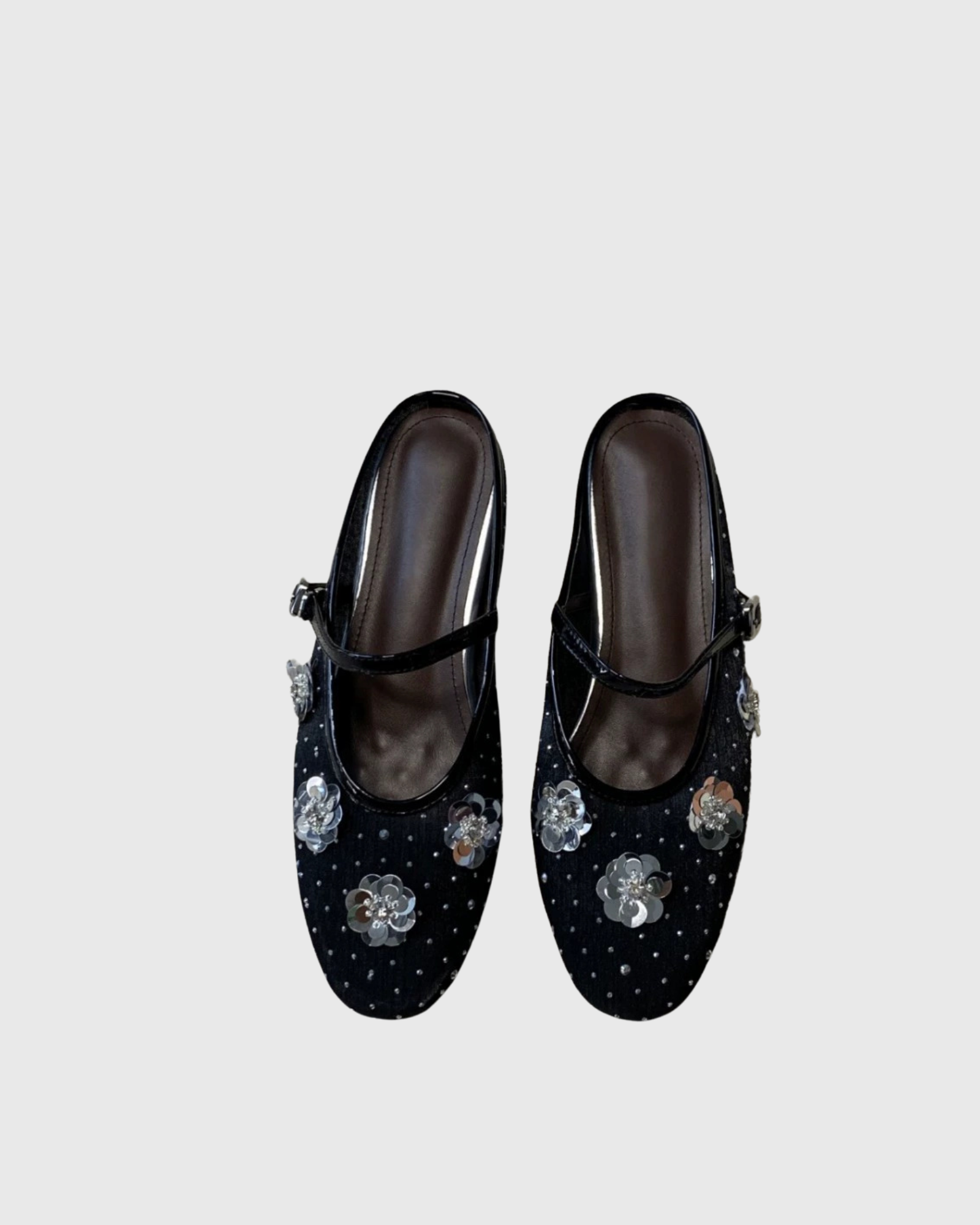 Frost Flower Rhinestone Mule In Black
