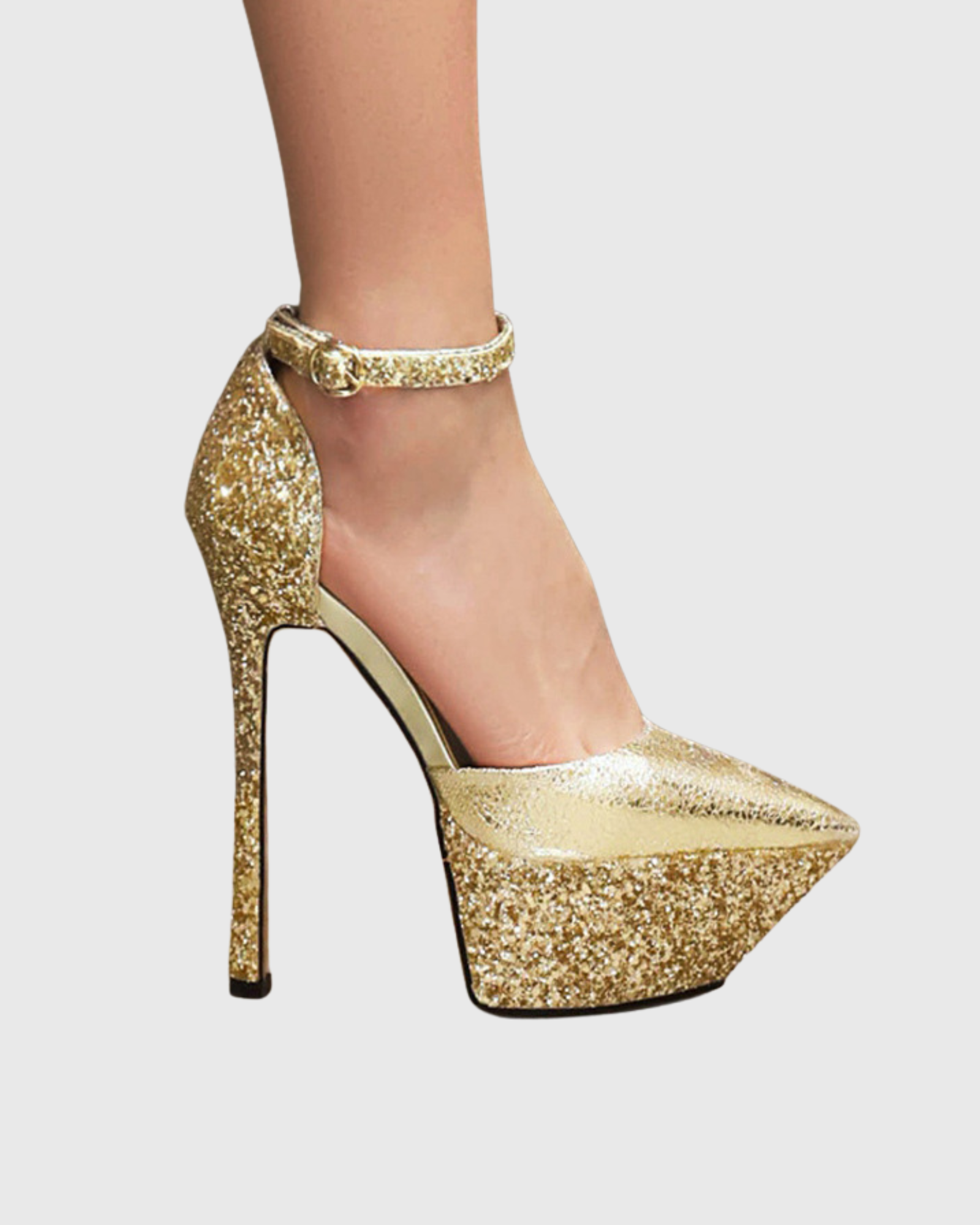 Isabeau Sequin Platform Sandals In Gold