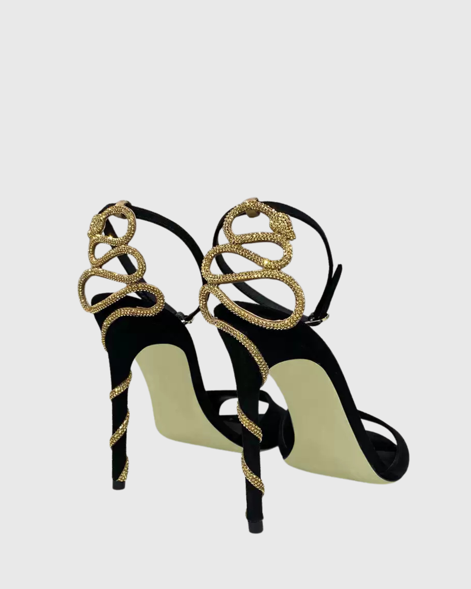 Voss Snake Wrap Stiletto Sandals In Black
