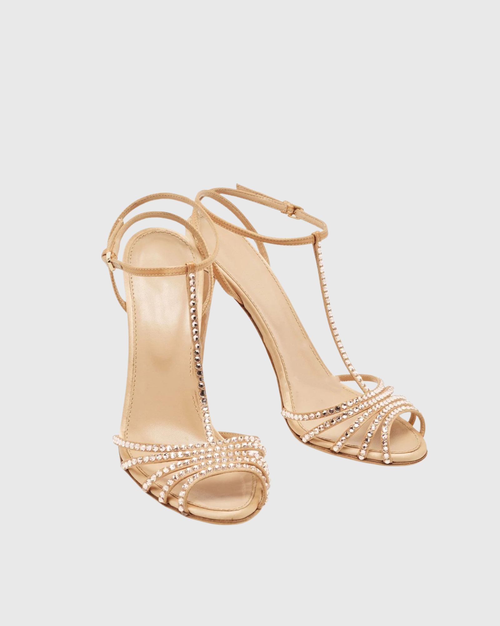 Royce Rhinestone Open Toe Sandals in Gold