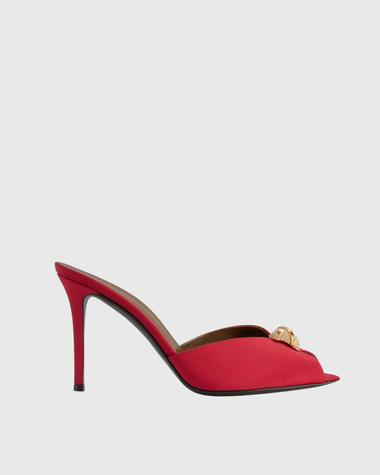 Crowe Satin Rhinestone Mules In Red