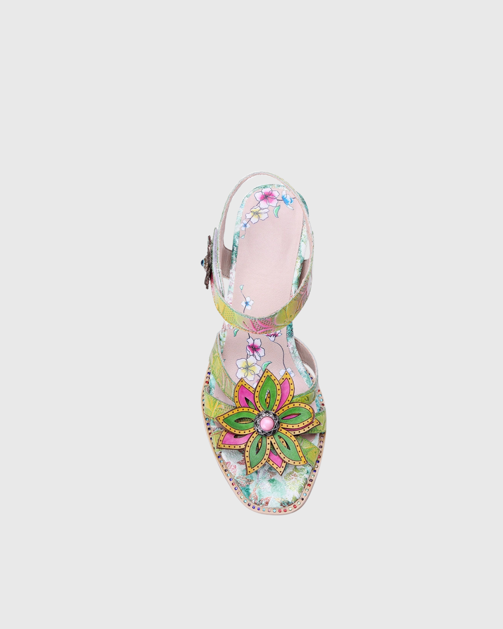 Langley Flower Vintage Sandals In Green