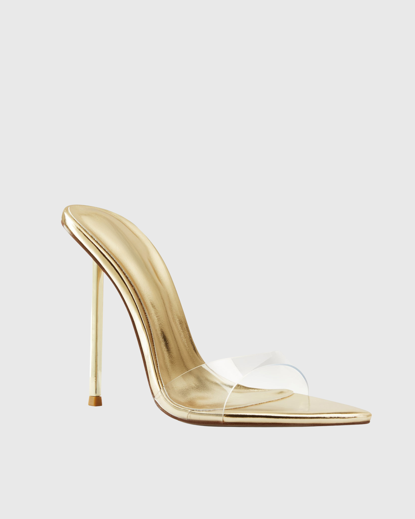 Luxira PVC Stiletto Mules In Gold