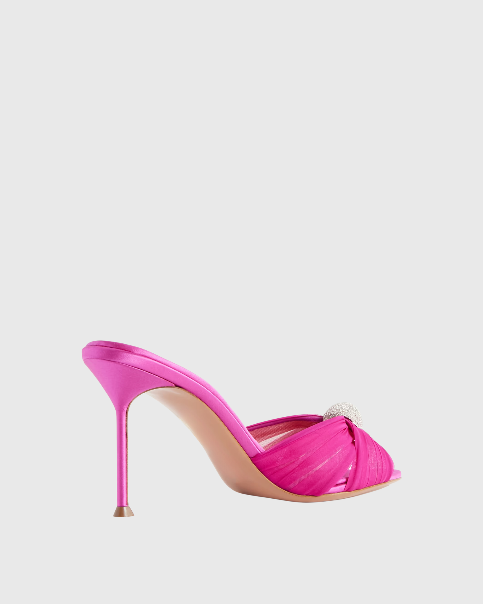 Lena Rhinestone Open Toe Mules In Fuchsia