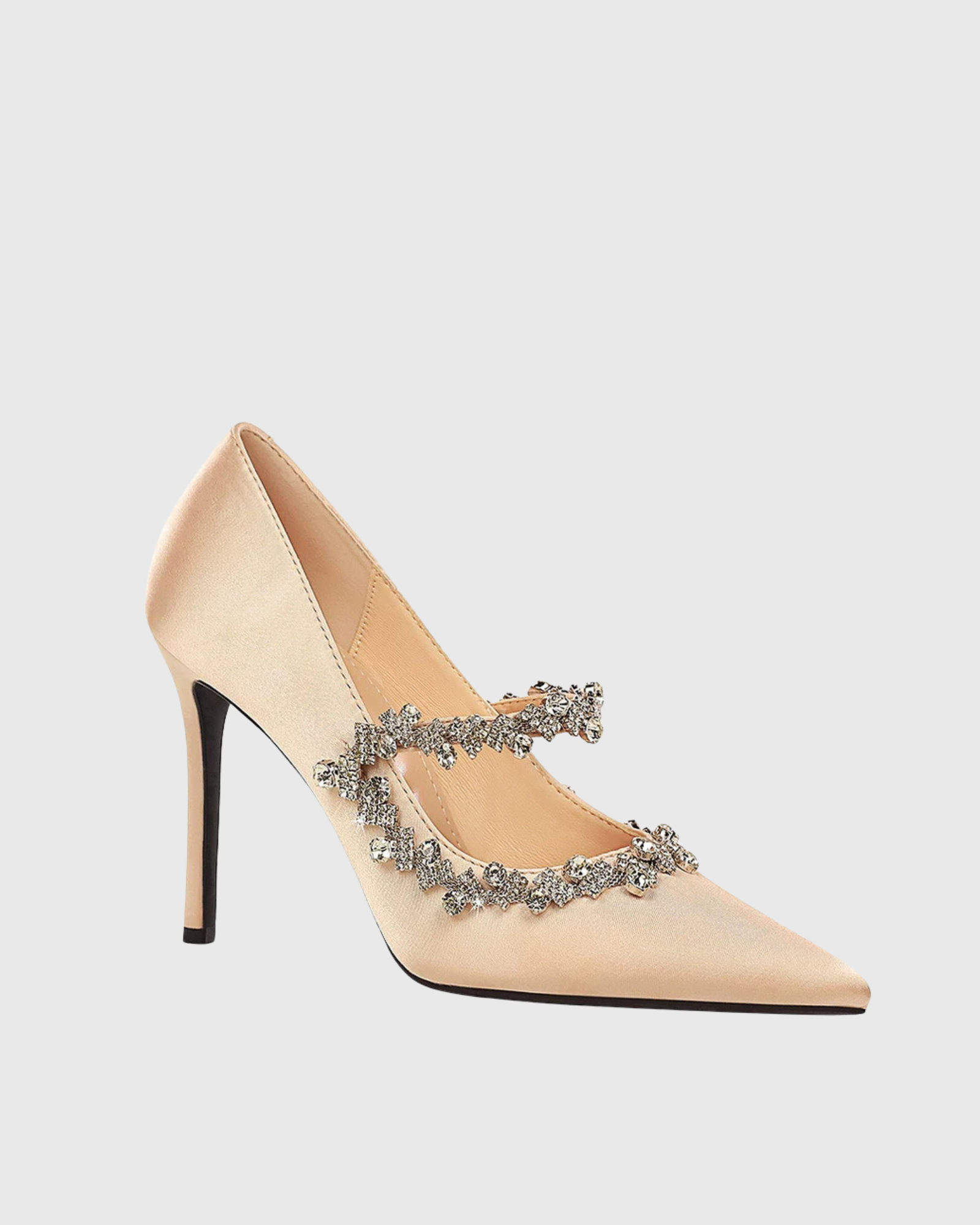 Tessa Rhinestone Satin Pumps In Champagne