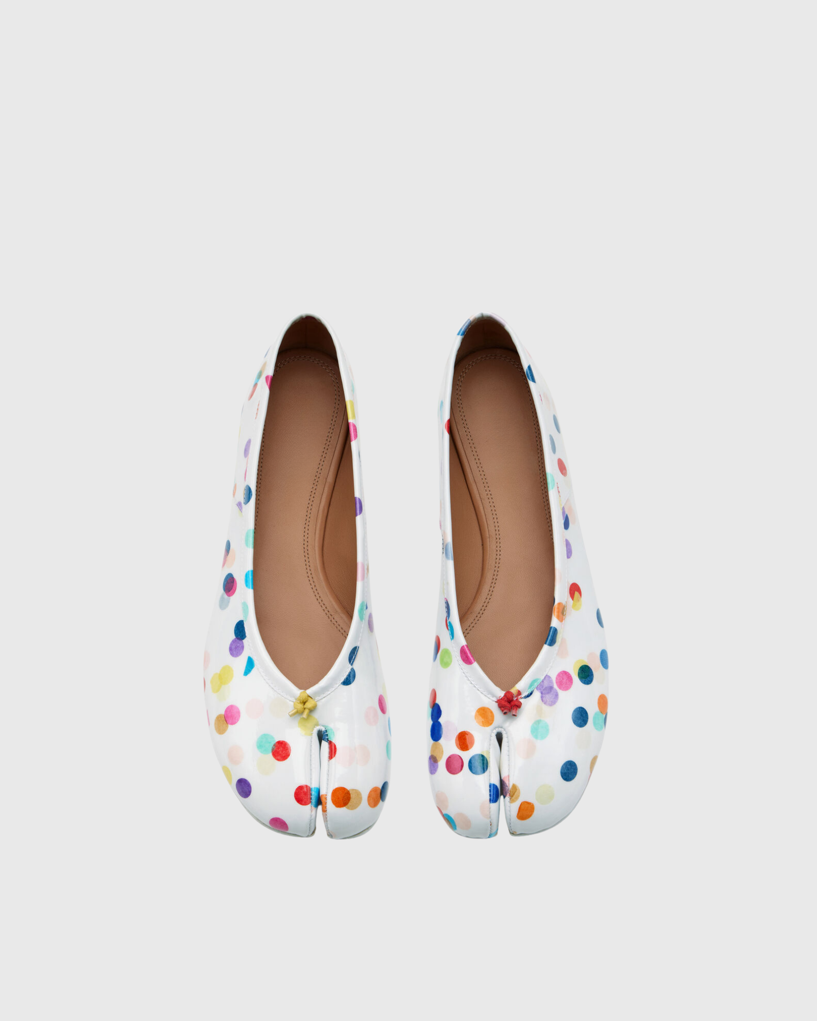 Clara Leather Dot Ballet Flats In White