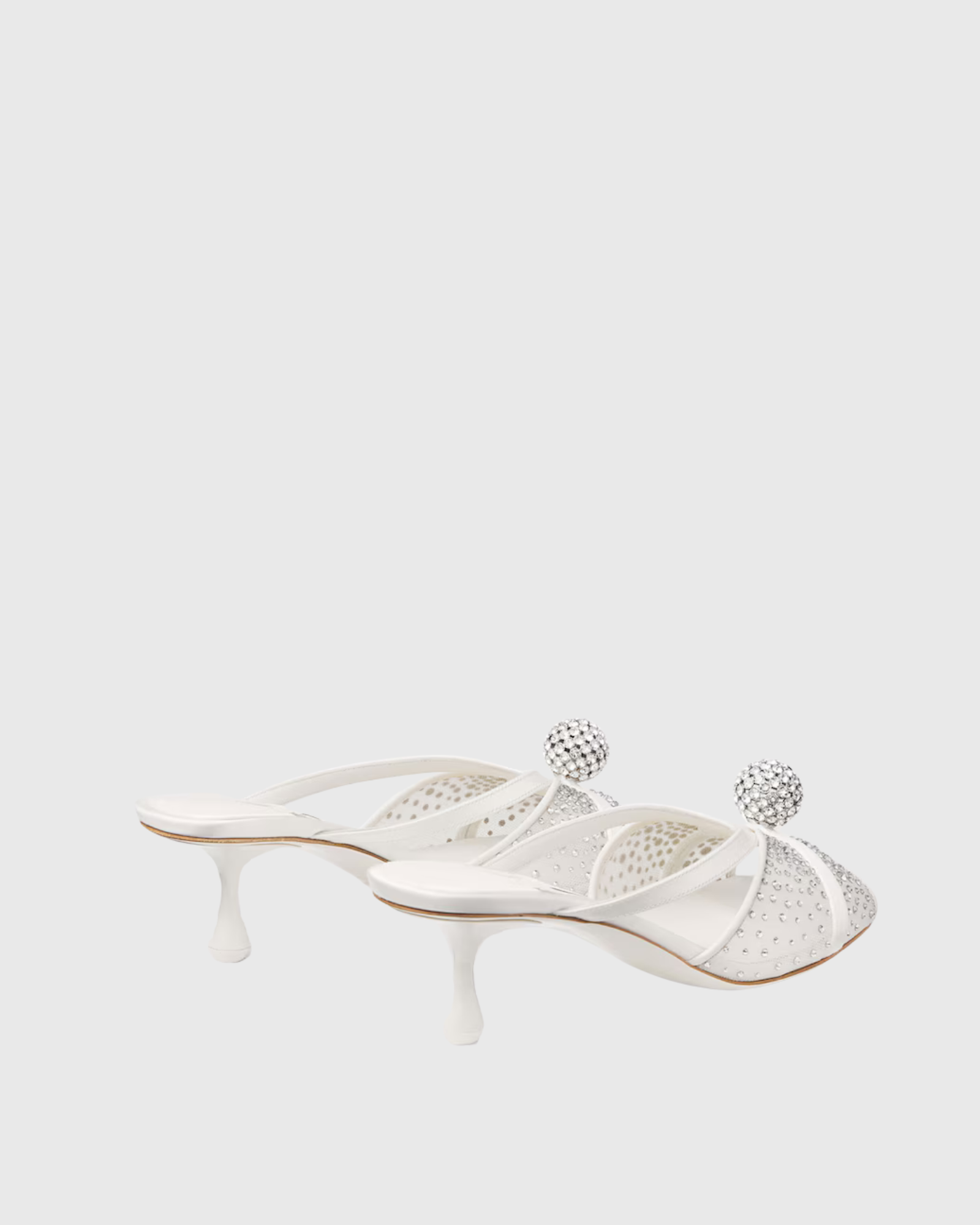 Prescott Rhinestone Mesh Mules In White
