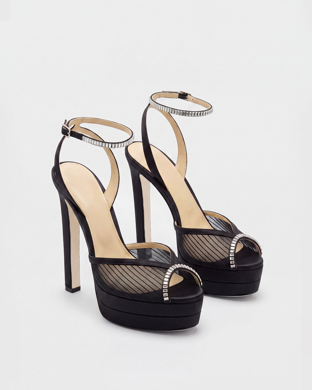 Cary Peep Toe Platform Sandals In Black