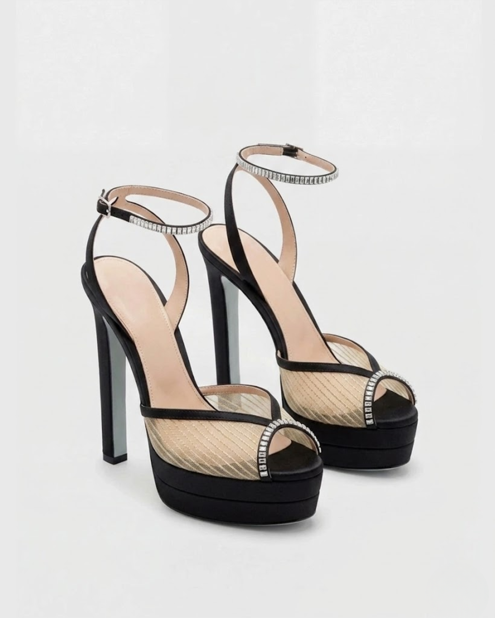Cary Peep Toe Platform Sandals In Black