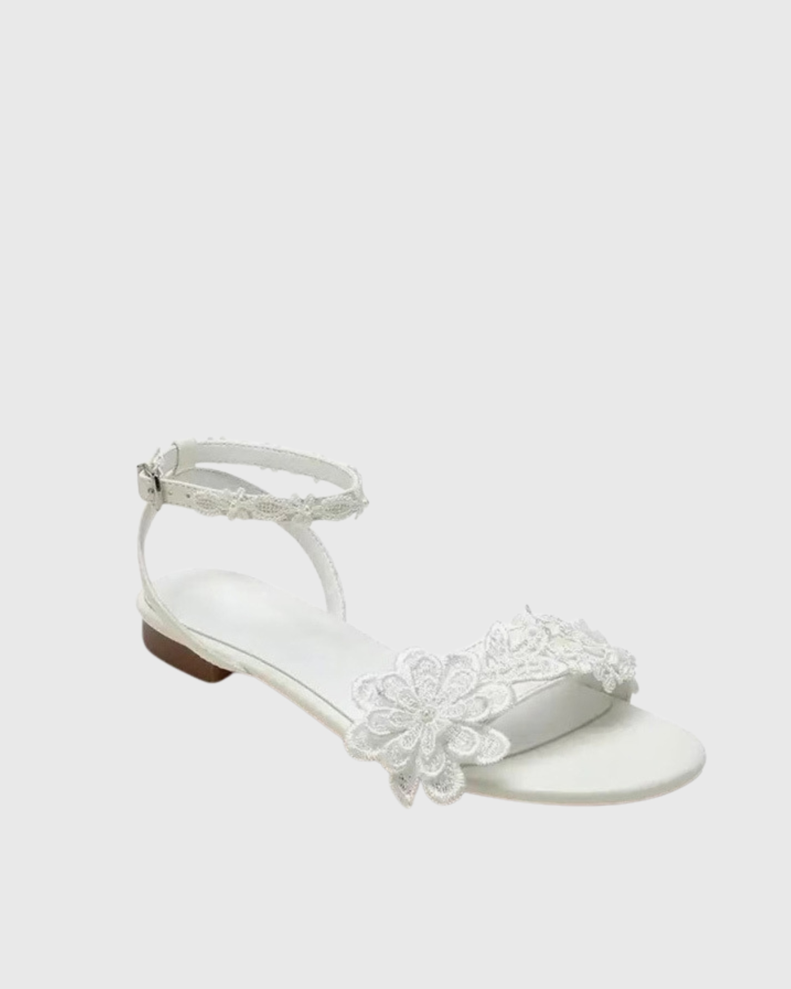 Jean Strap Floral Lace Flat Sandals