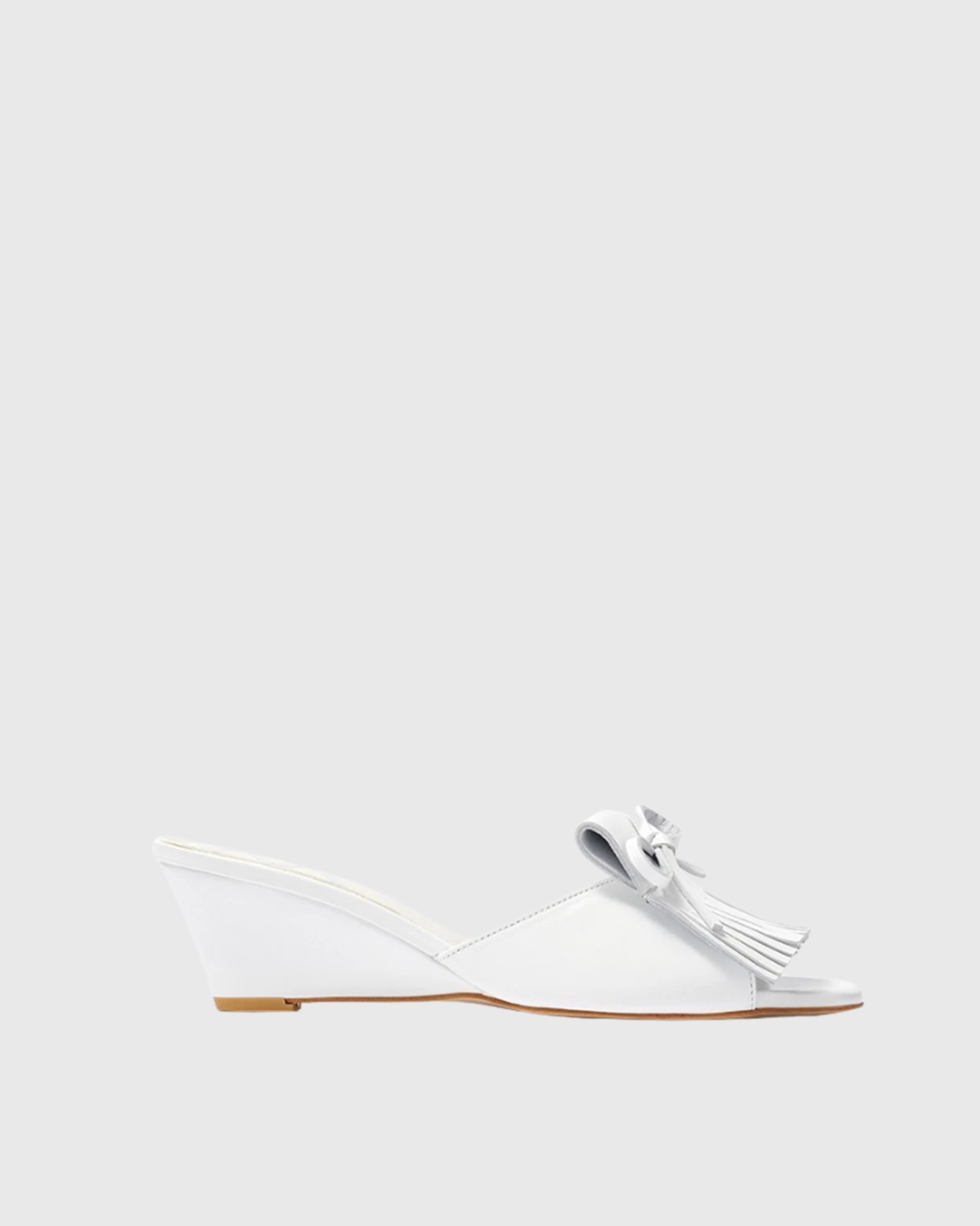 Imogen Fringe Wedge Peep Toe Mules In White