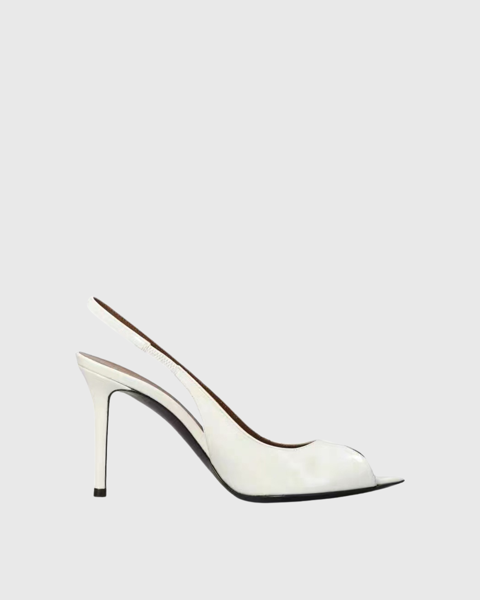 Freya Patent Leather Open Toe Pumps In White