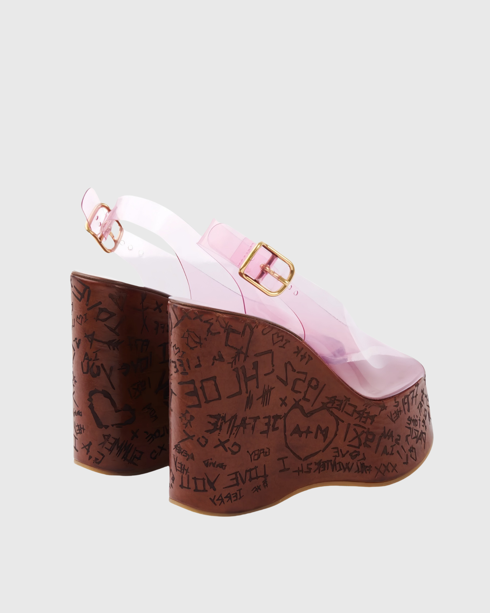 Celestia Graffiti Platform Wedge Sandals In Brown