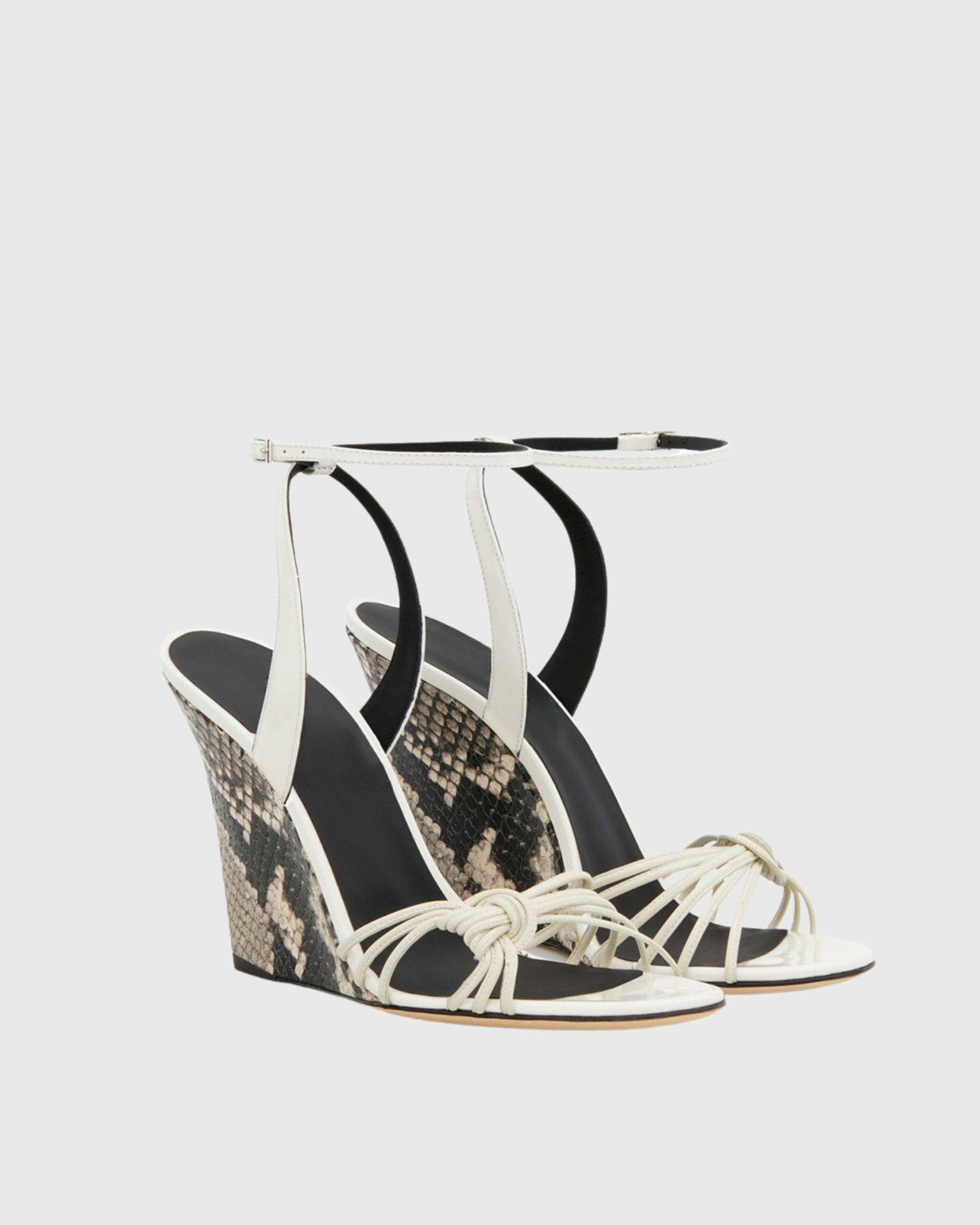 Mirevia Strappy Wedge Snake Sandals 