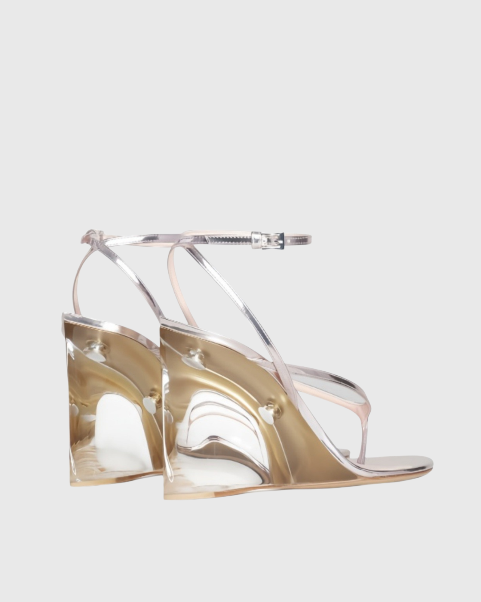 Cezelle Clear Wedge Thong Sandals In Pink