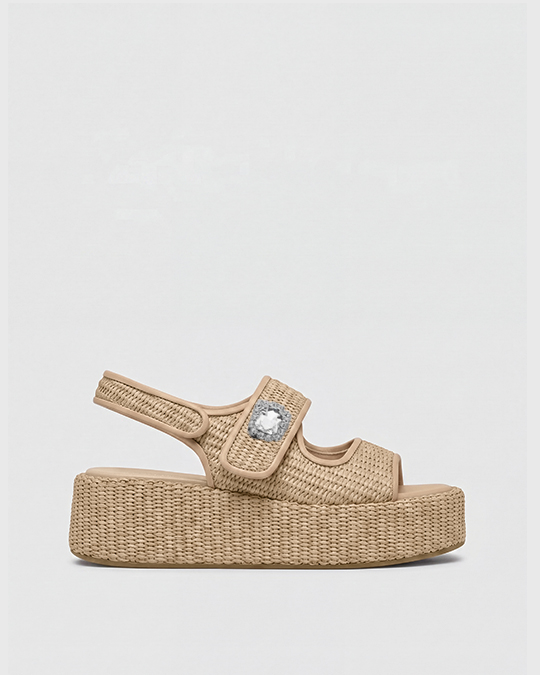 Jouri Woven Platform Sandals In Nude