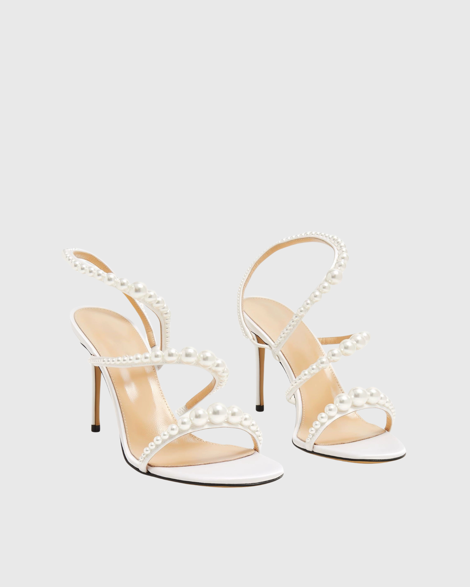 Axoria Pearl Spiral Stiletto Sandals In White