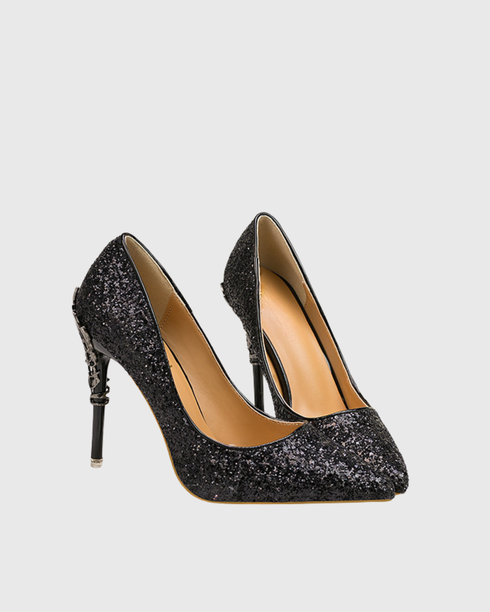 Cleo Flower Heel Sequin Pumps In Black