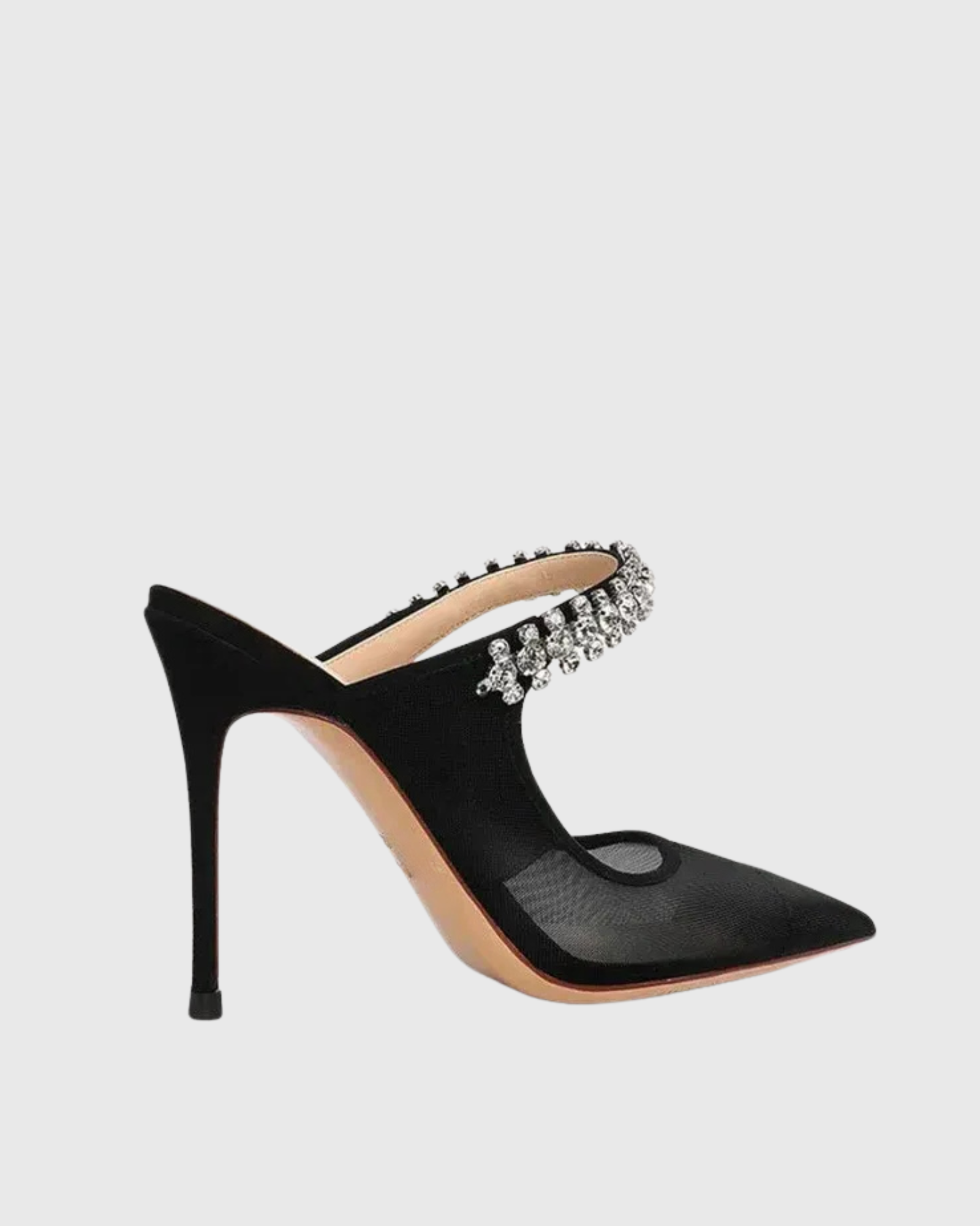 Dune Mesh Strap Stiletto Sandals In Black