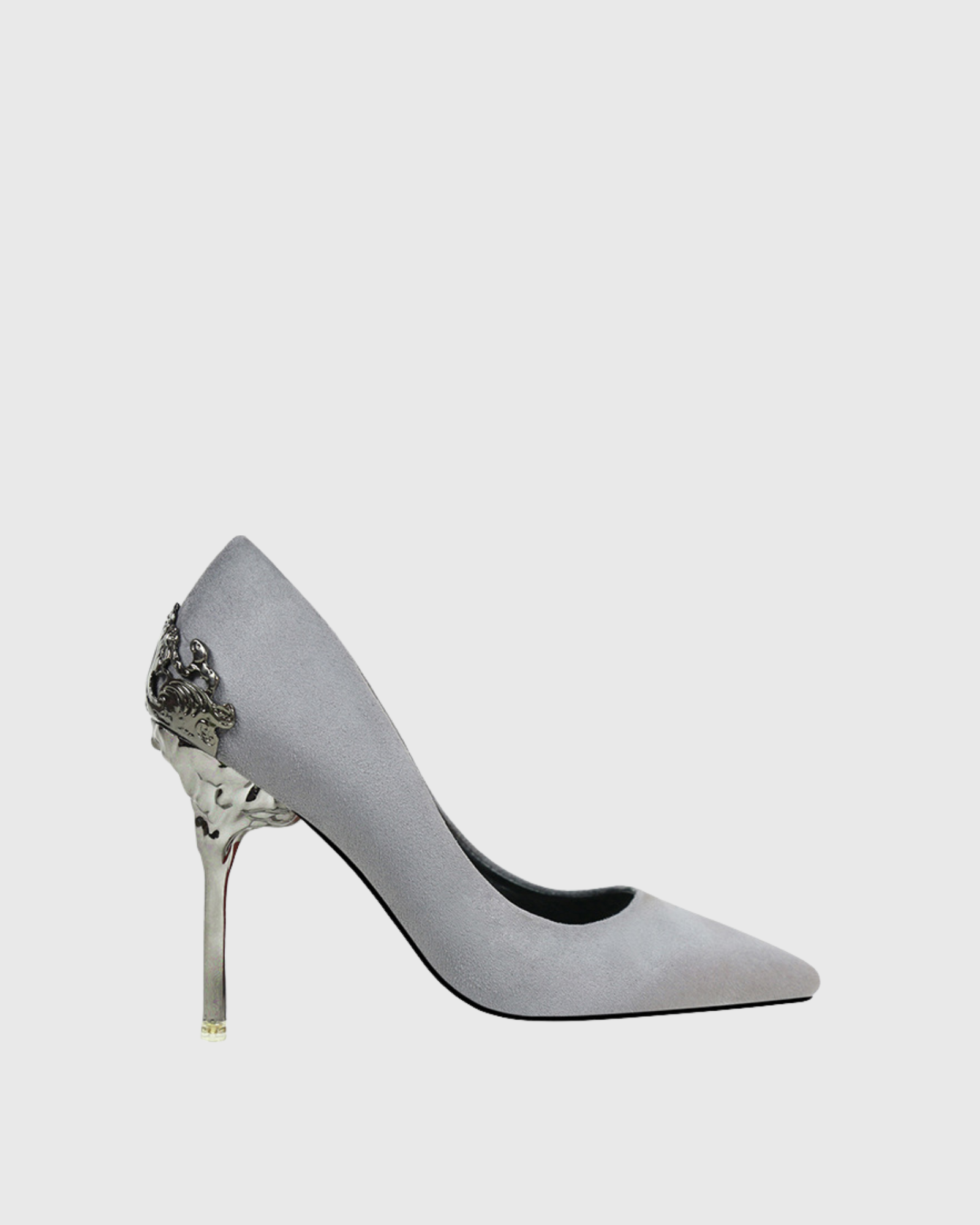 Cleo Flower Heel Velvet Pumps In Grey