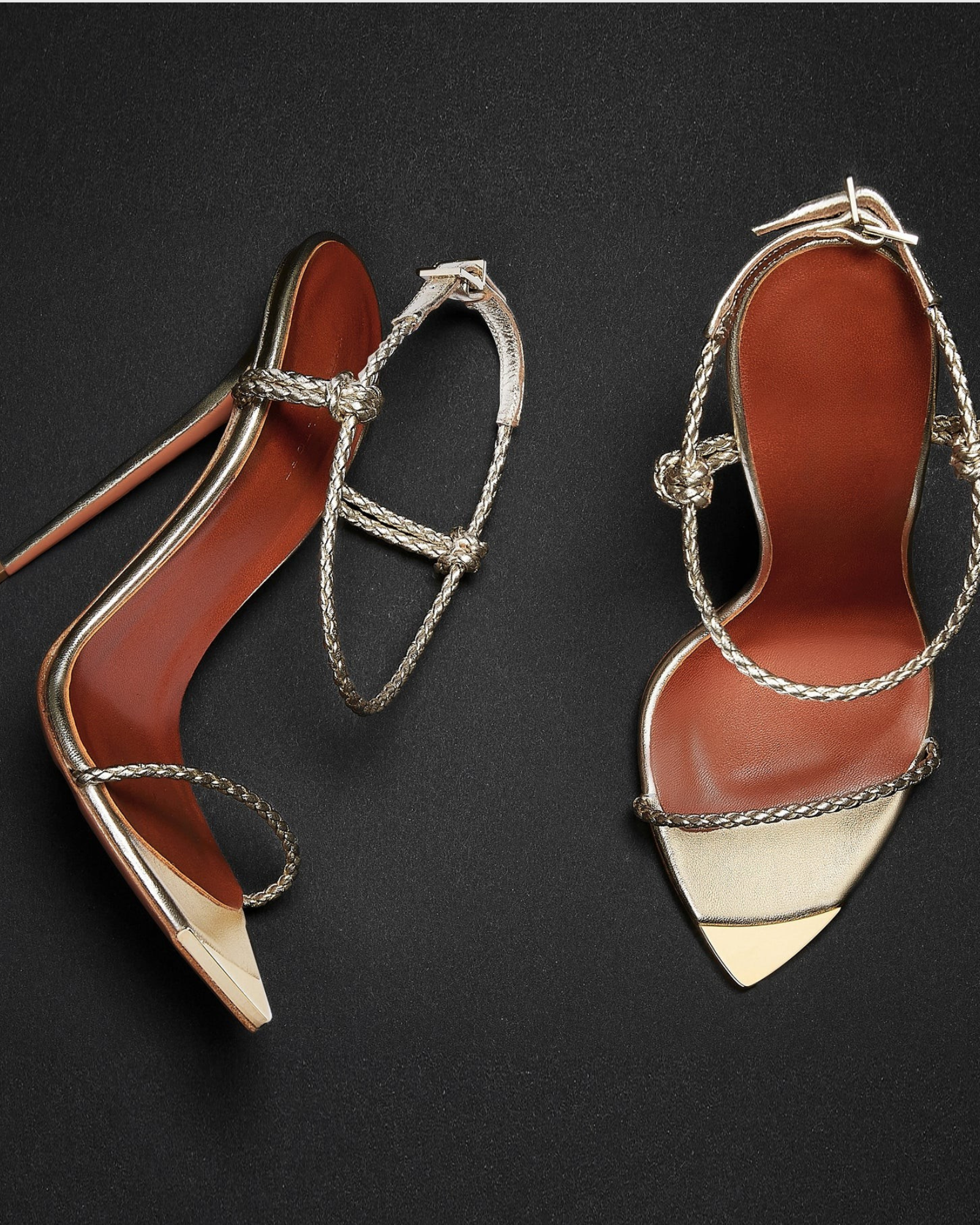 Zabby Woven Strap Sandals In Gold