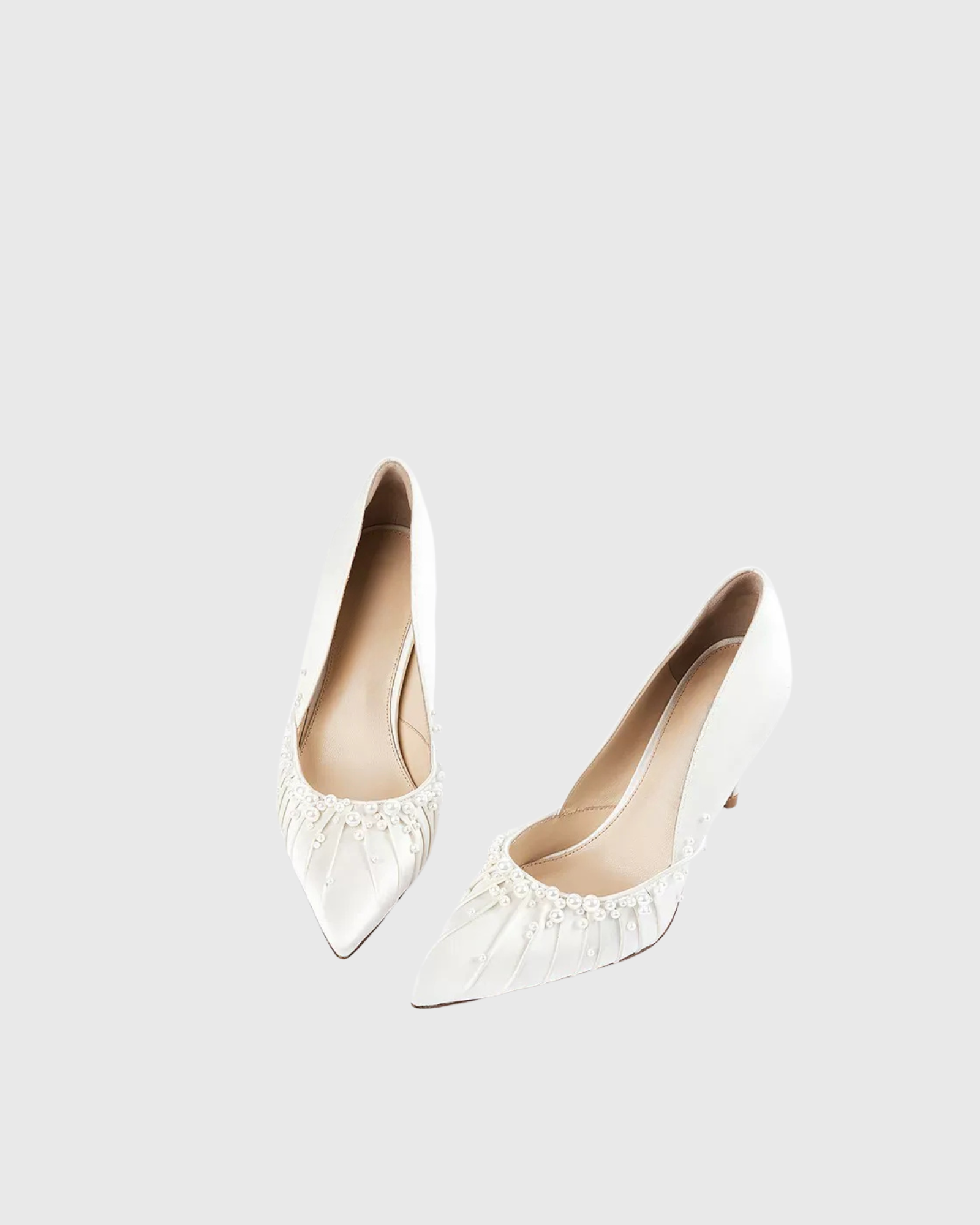 Aveline Pearl Satin Pumps In White