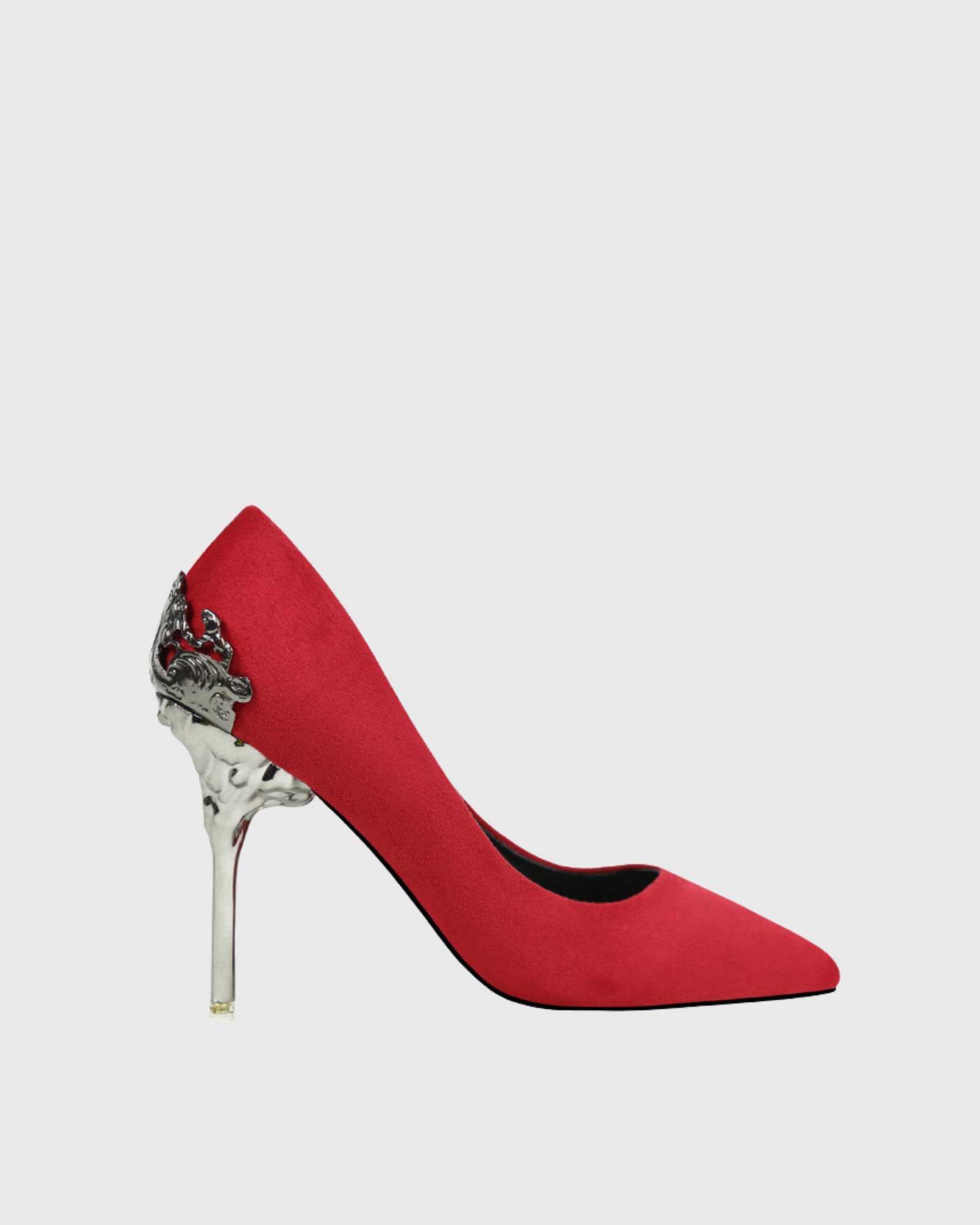 Cleo Flower Heel Velvet Pumps In Red