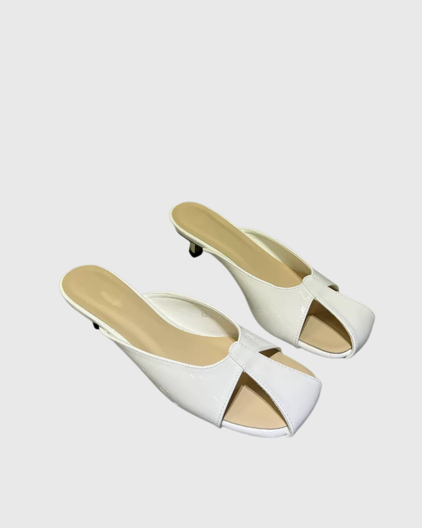 Zyphora Leather Kitten Mules In White