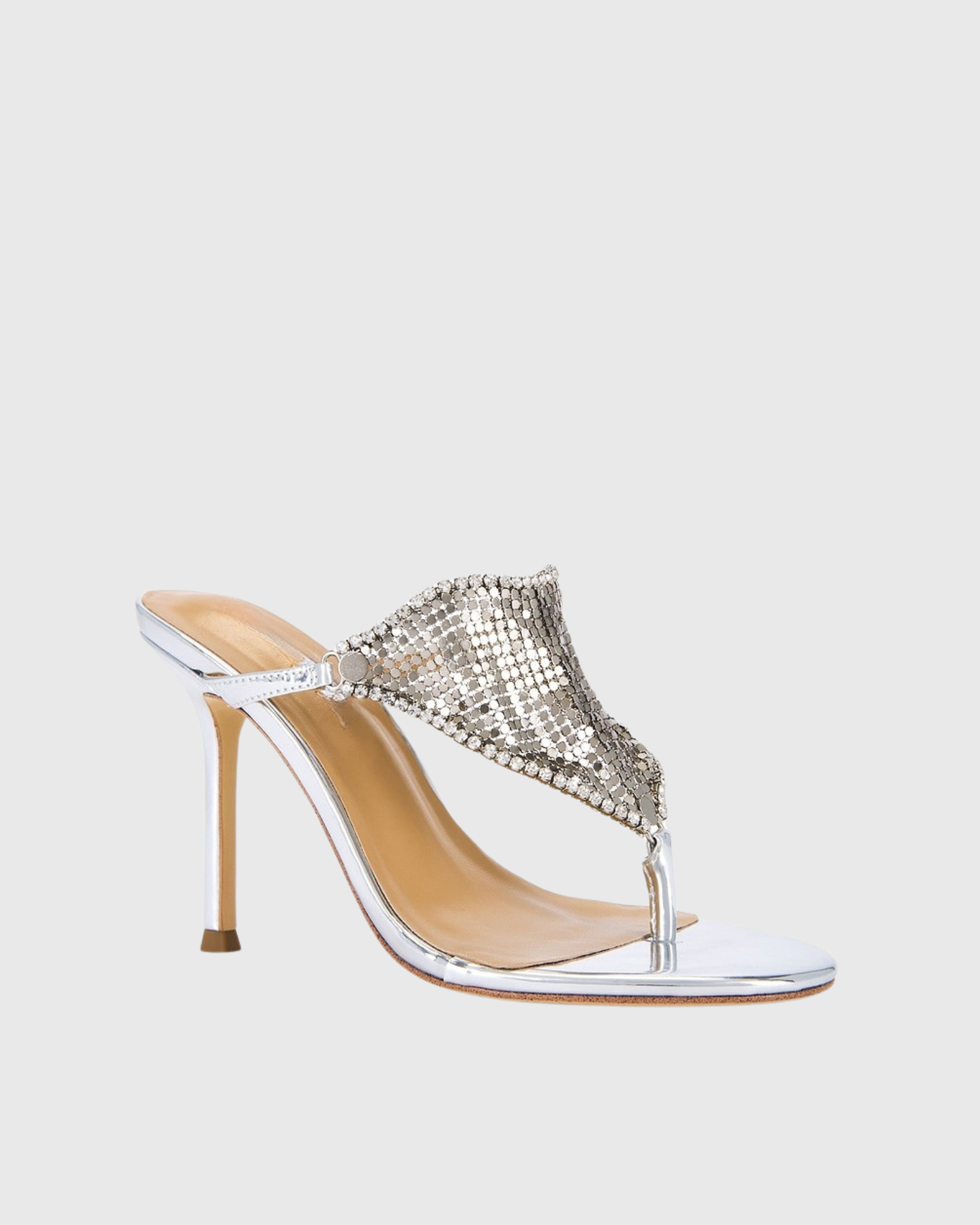 Laia Chainmail Thong Mules  In Sliver