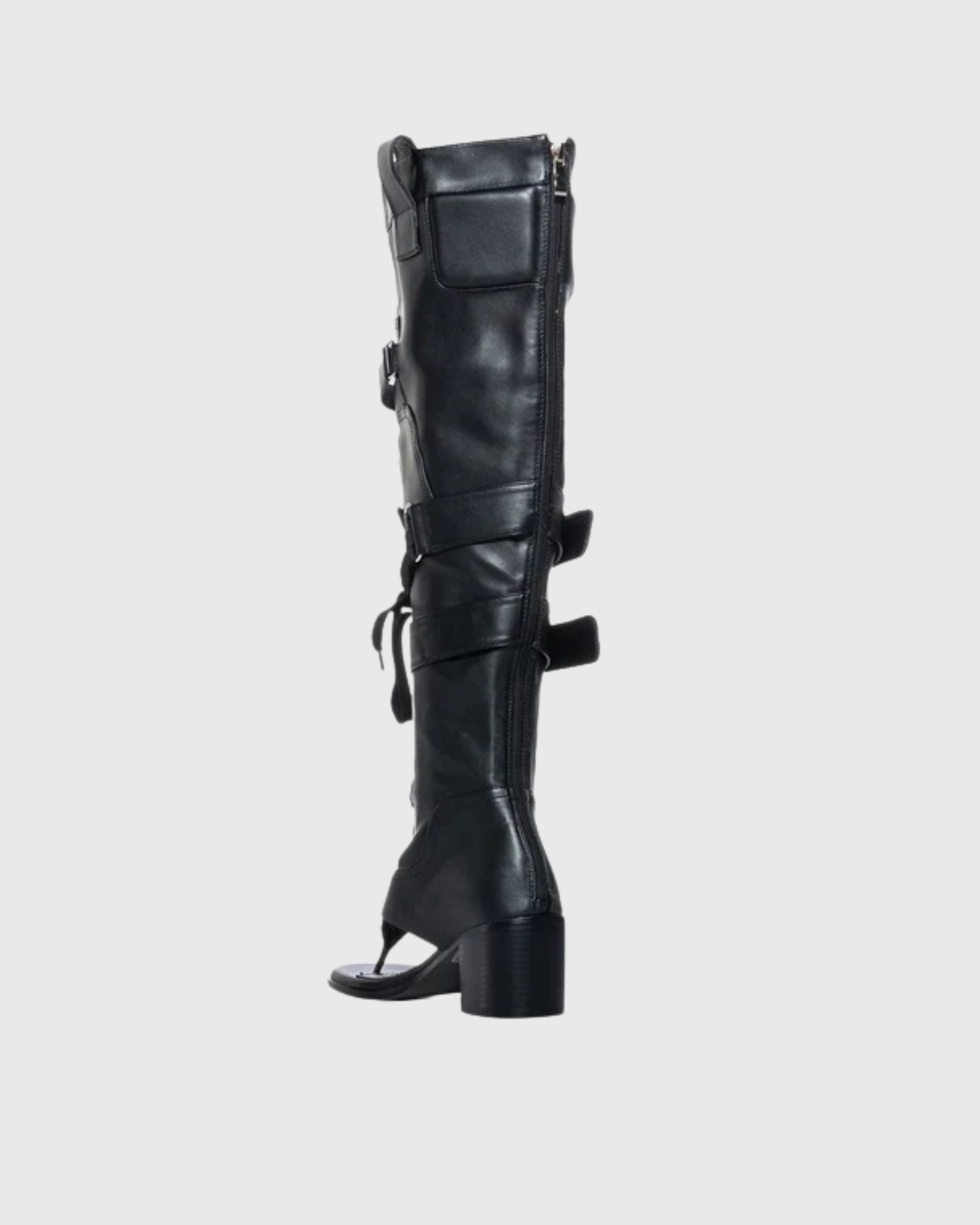 Maat Lace Up Thong Boots In All Black