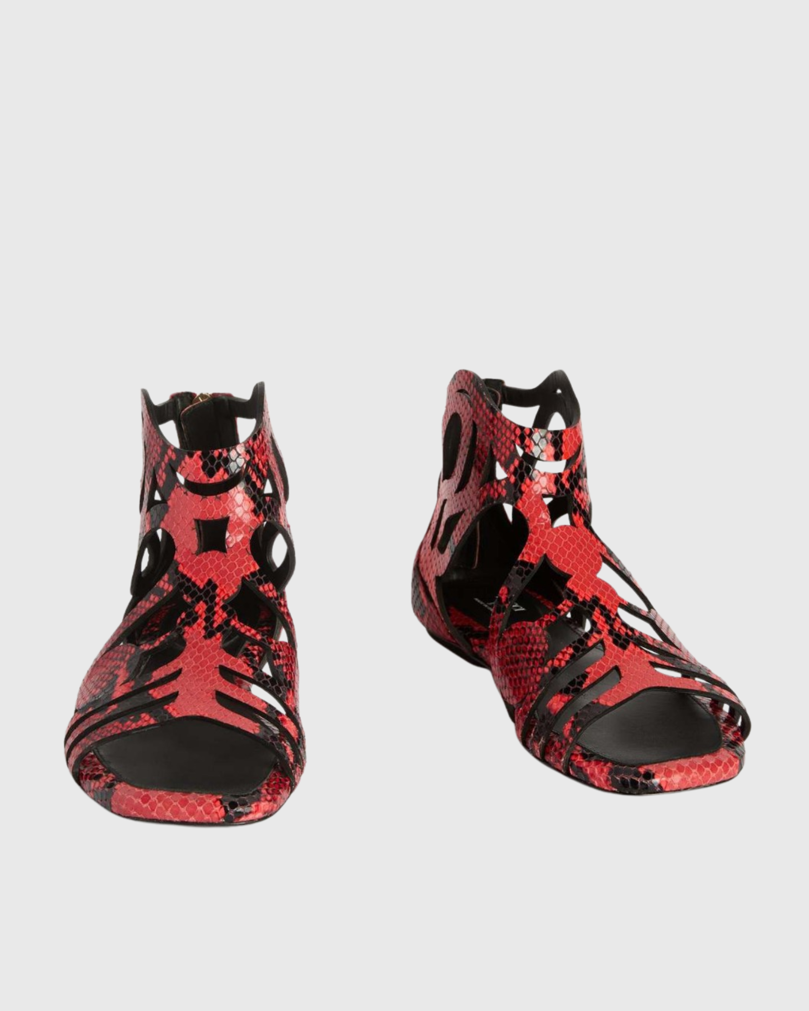 Maila Snake Print Flats In Red