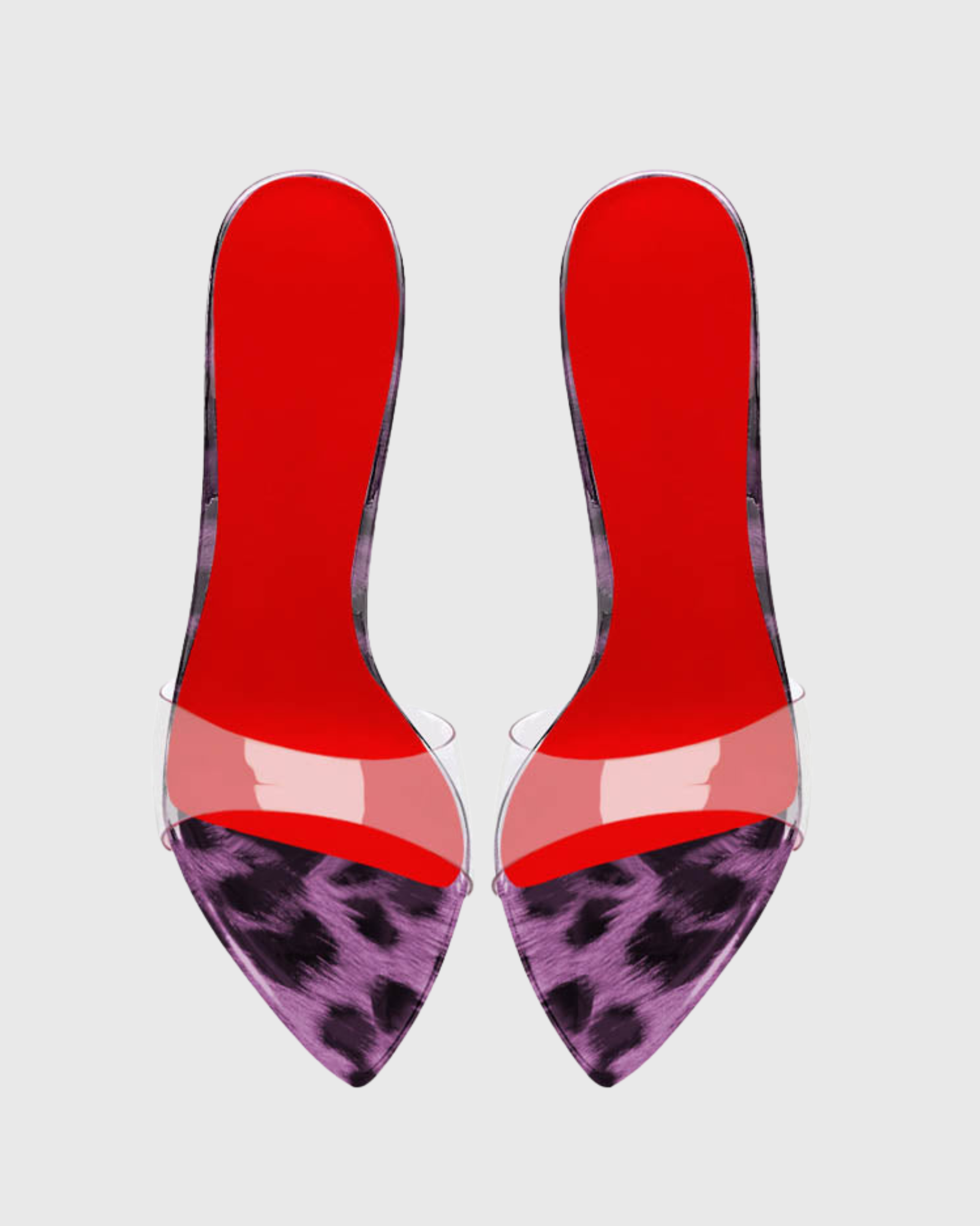 Adaltrud Biue Leopard Print Pointed Toe Mules