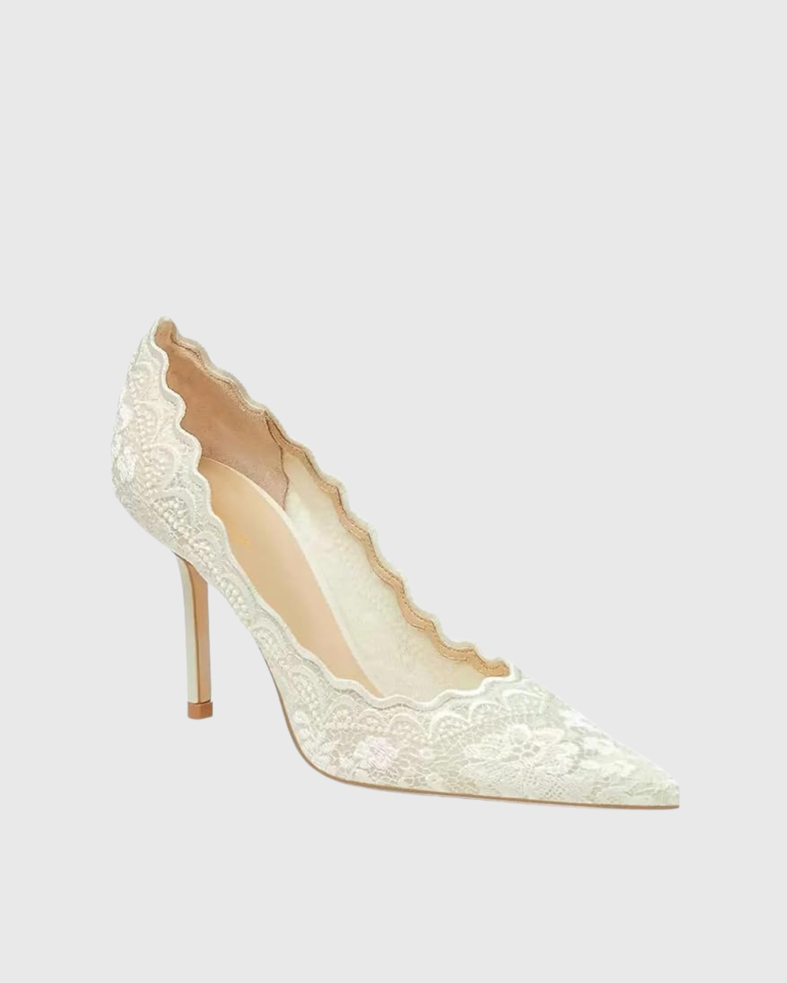Vaike Embroidery Lace Pumps In White