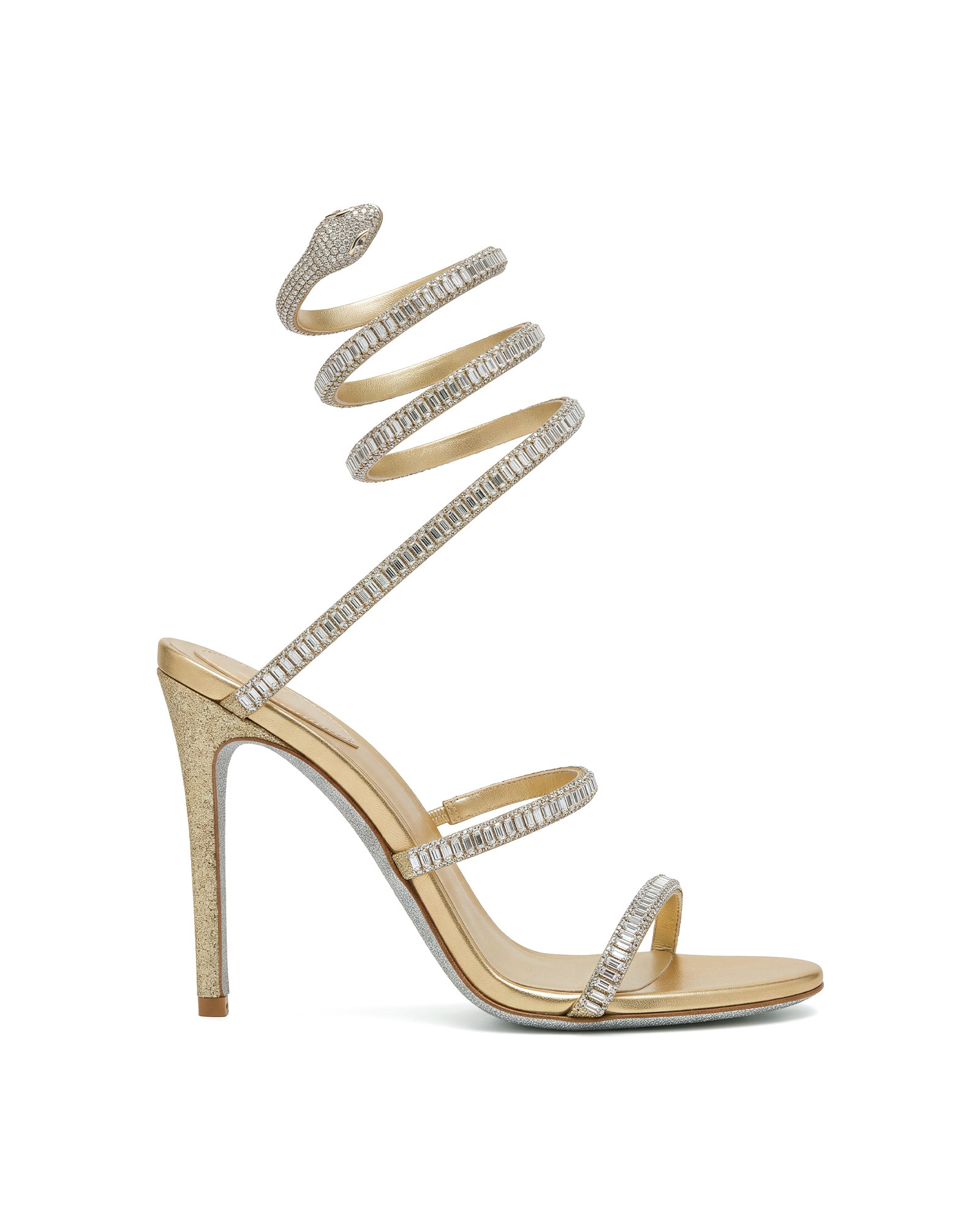 Elisa Rhinestone Lace Up Sandals In Champagne