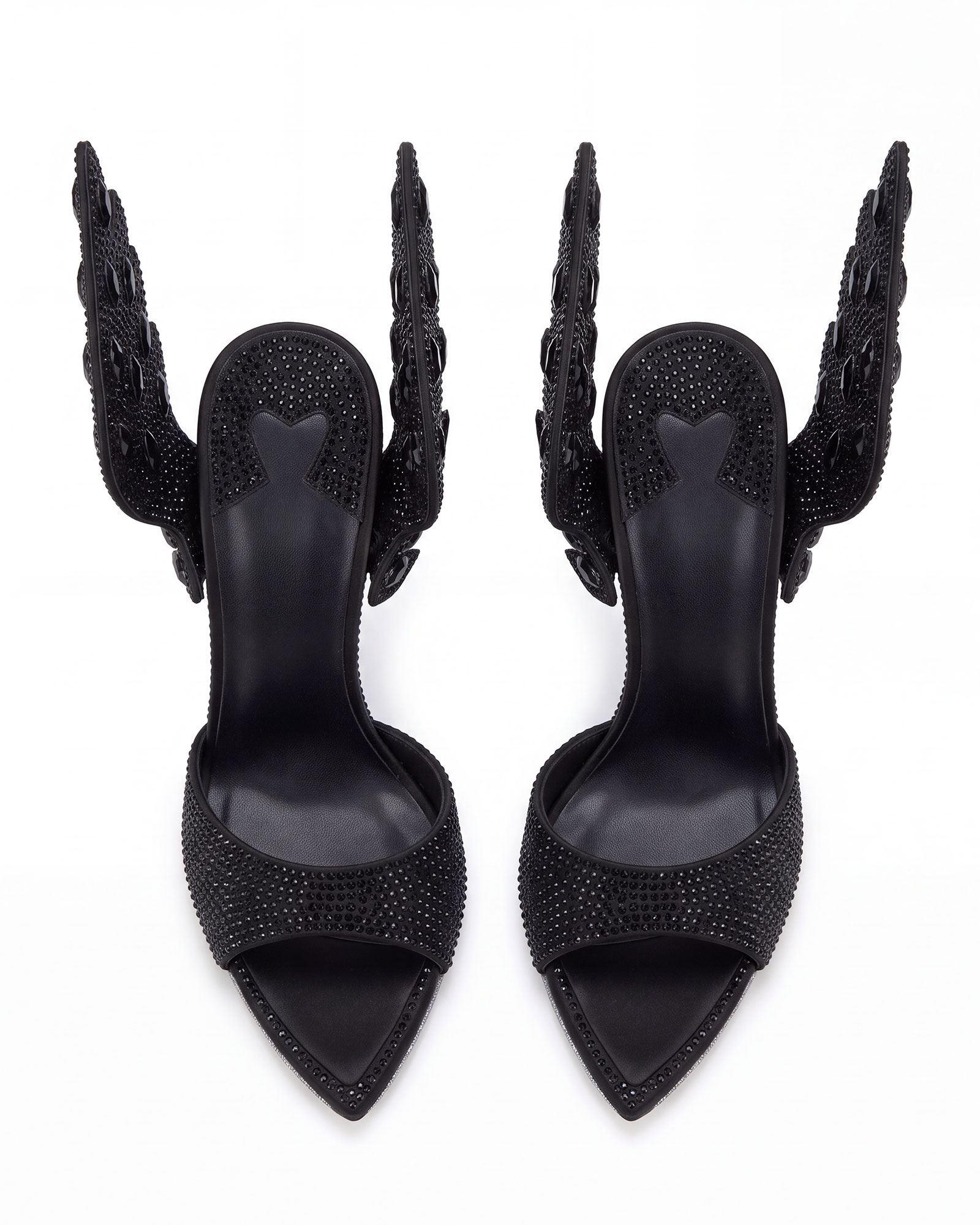 Nadja Rhinestone Wing Mules In Black