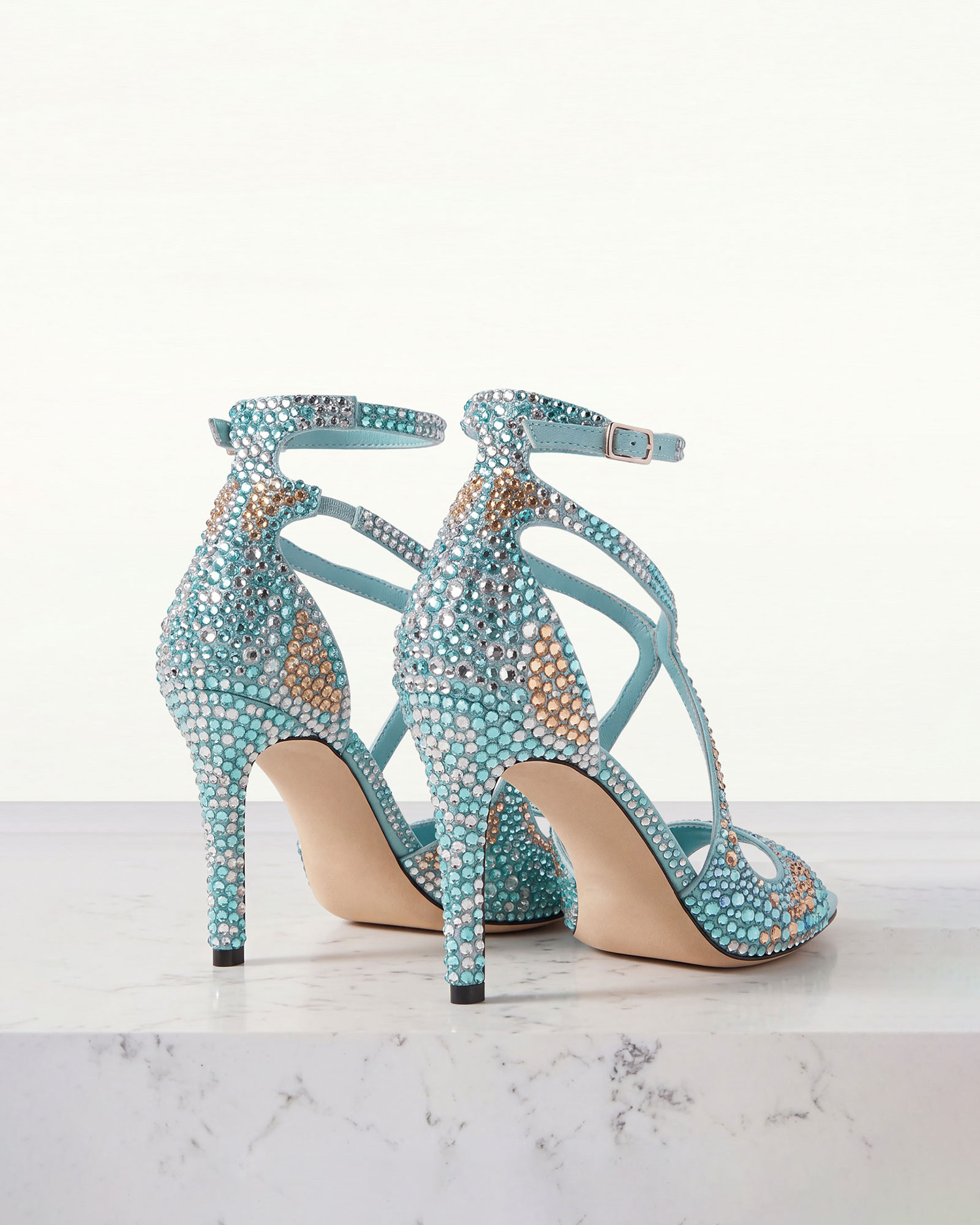 Nahal Sparkle Strap Sandals In Blue