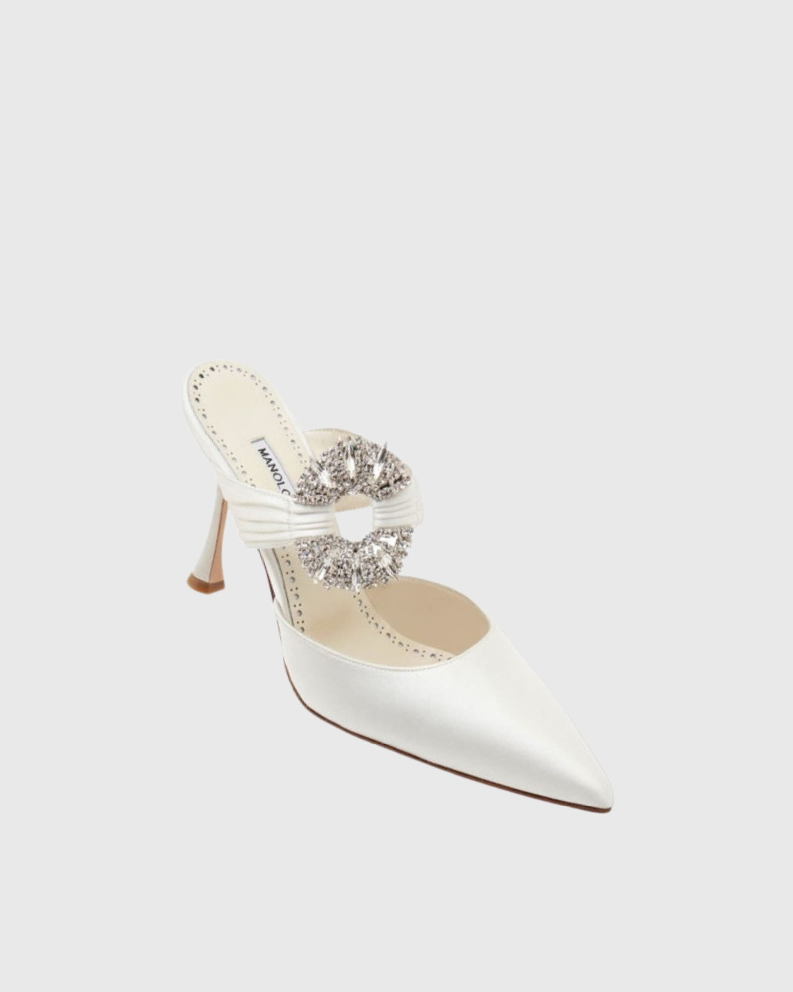 Sasha Diamond Satin Mules In Cream
