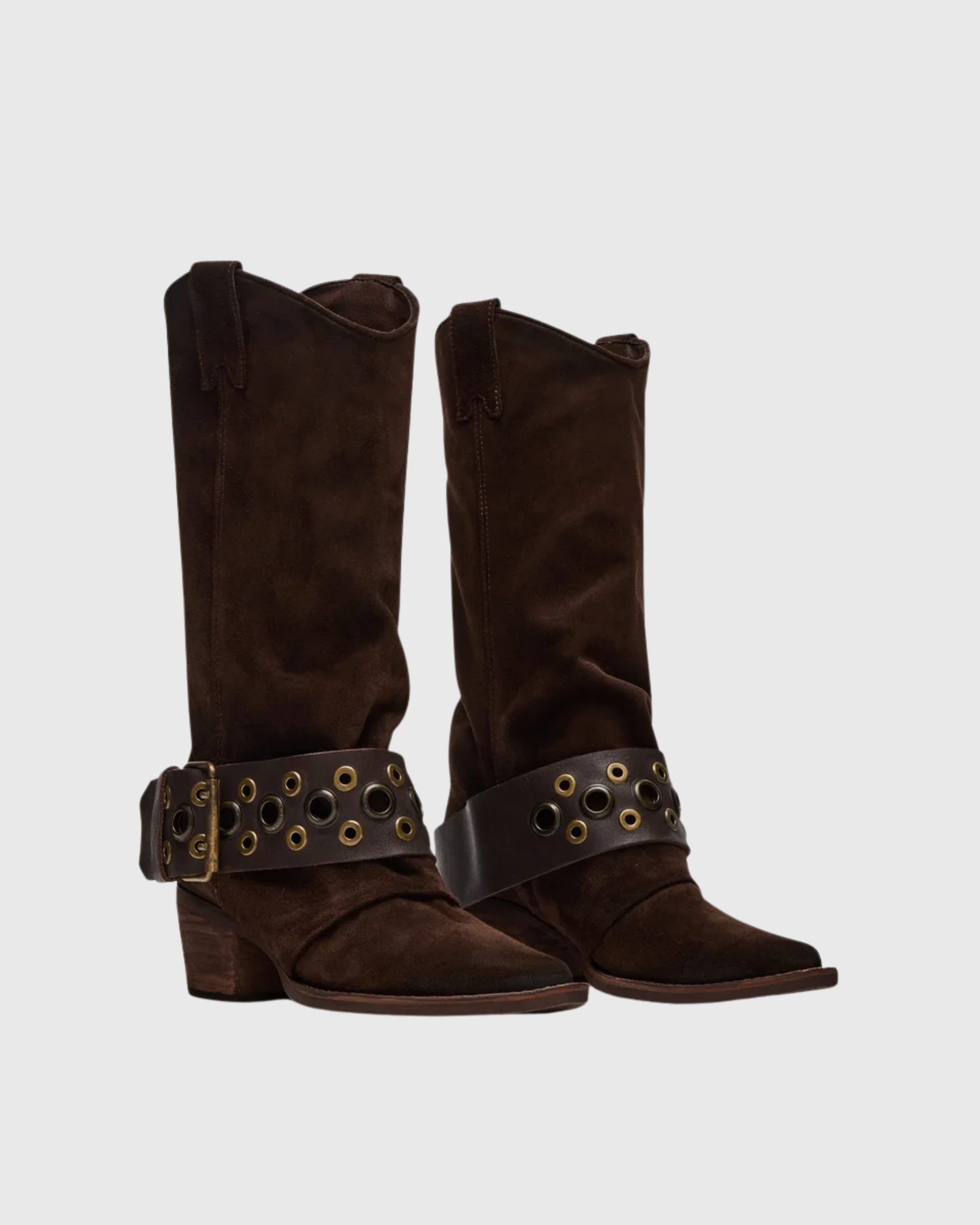 Coman Eyelet Suede Western Boots