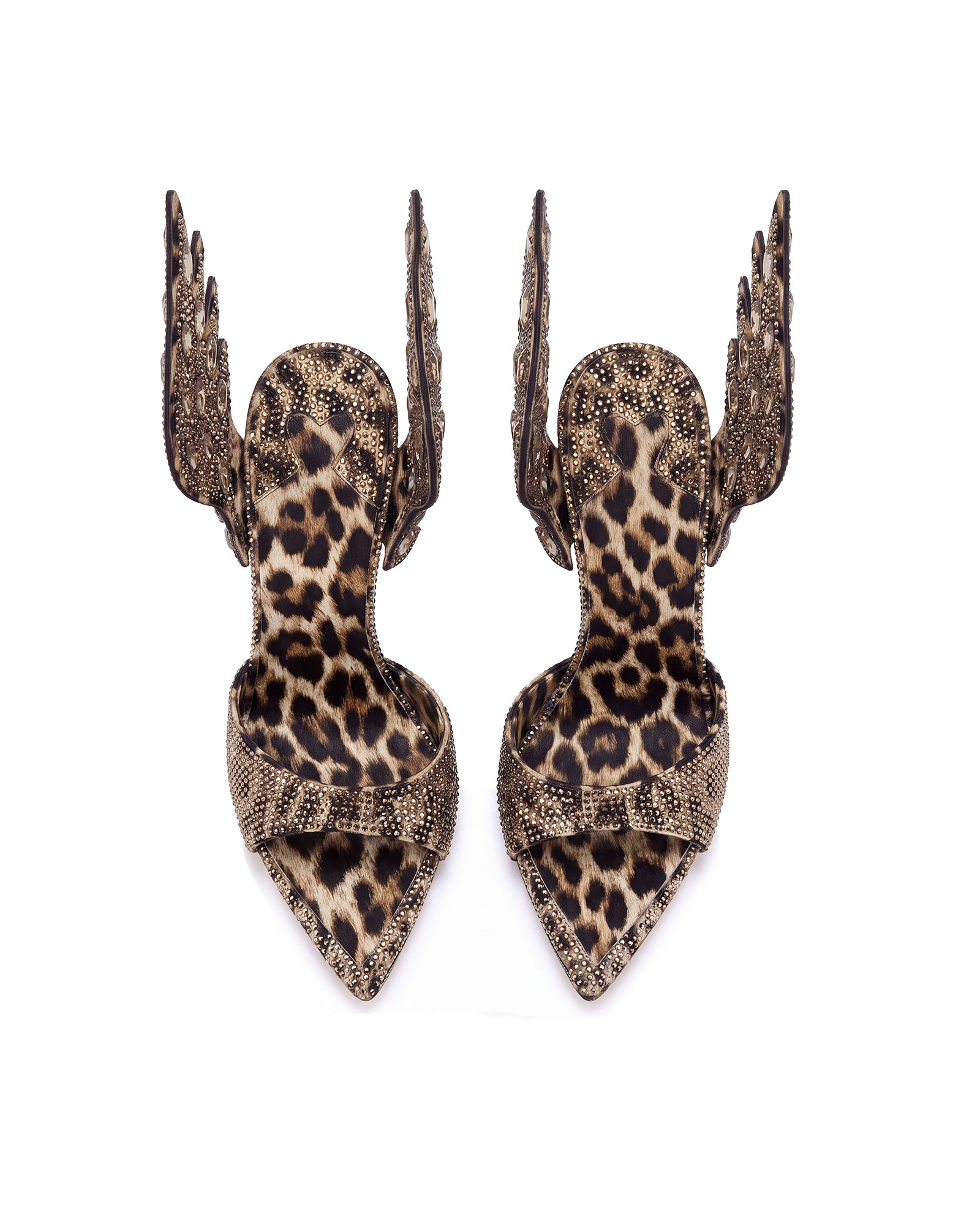 Nadja Rhinestone Wing Mules In Leopard