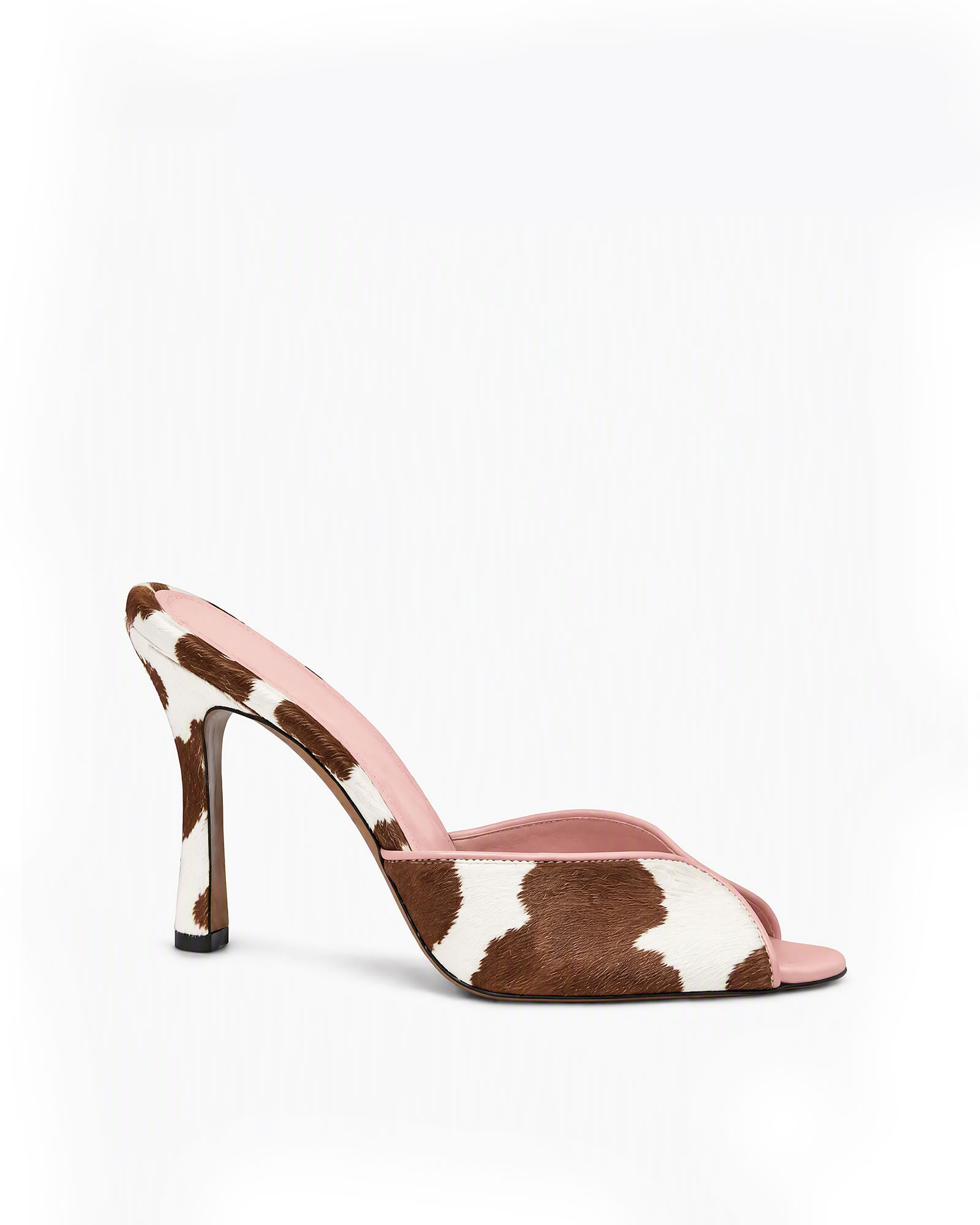 Kairi Cow Paint Peep Toe Mules In Pink