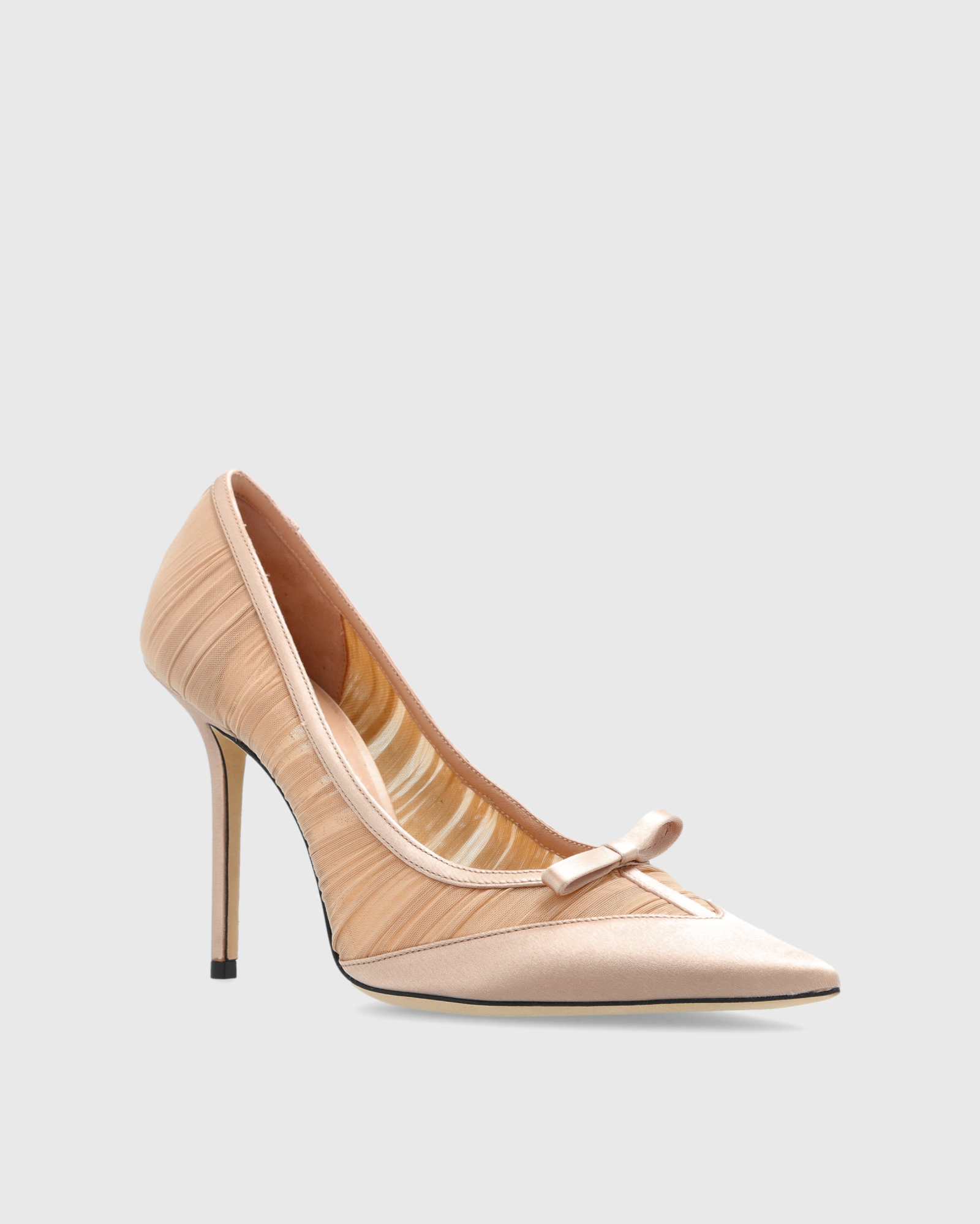 Sada Stripe Mesh Bow Pumps In Beige