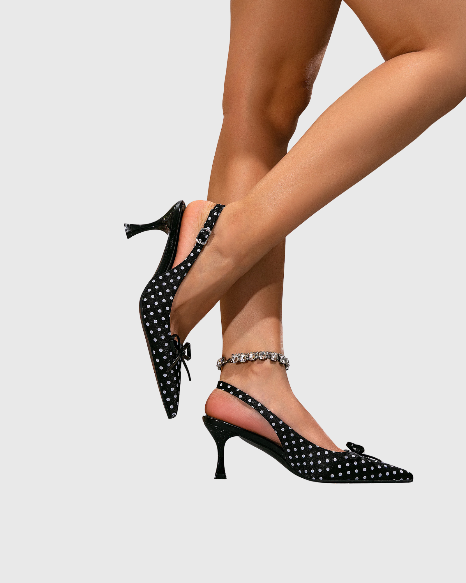 Dakota Polka Dot Satin Slingback Heels