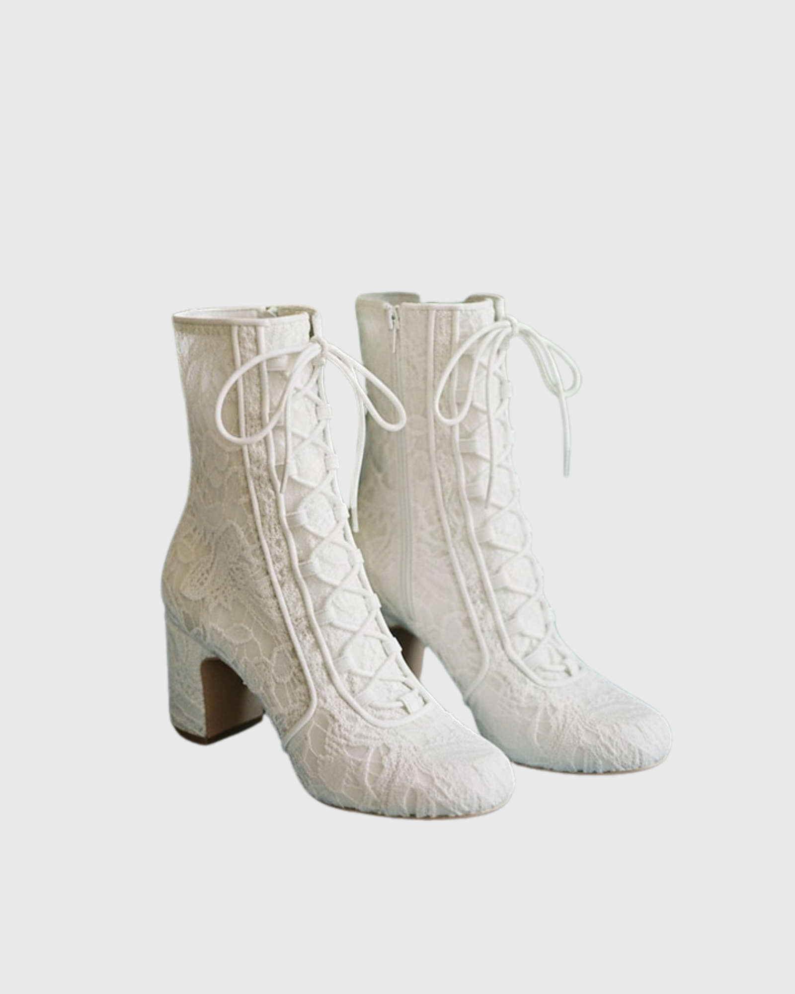 James Lace-Up Lace Ankle Boots In White
