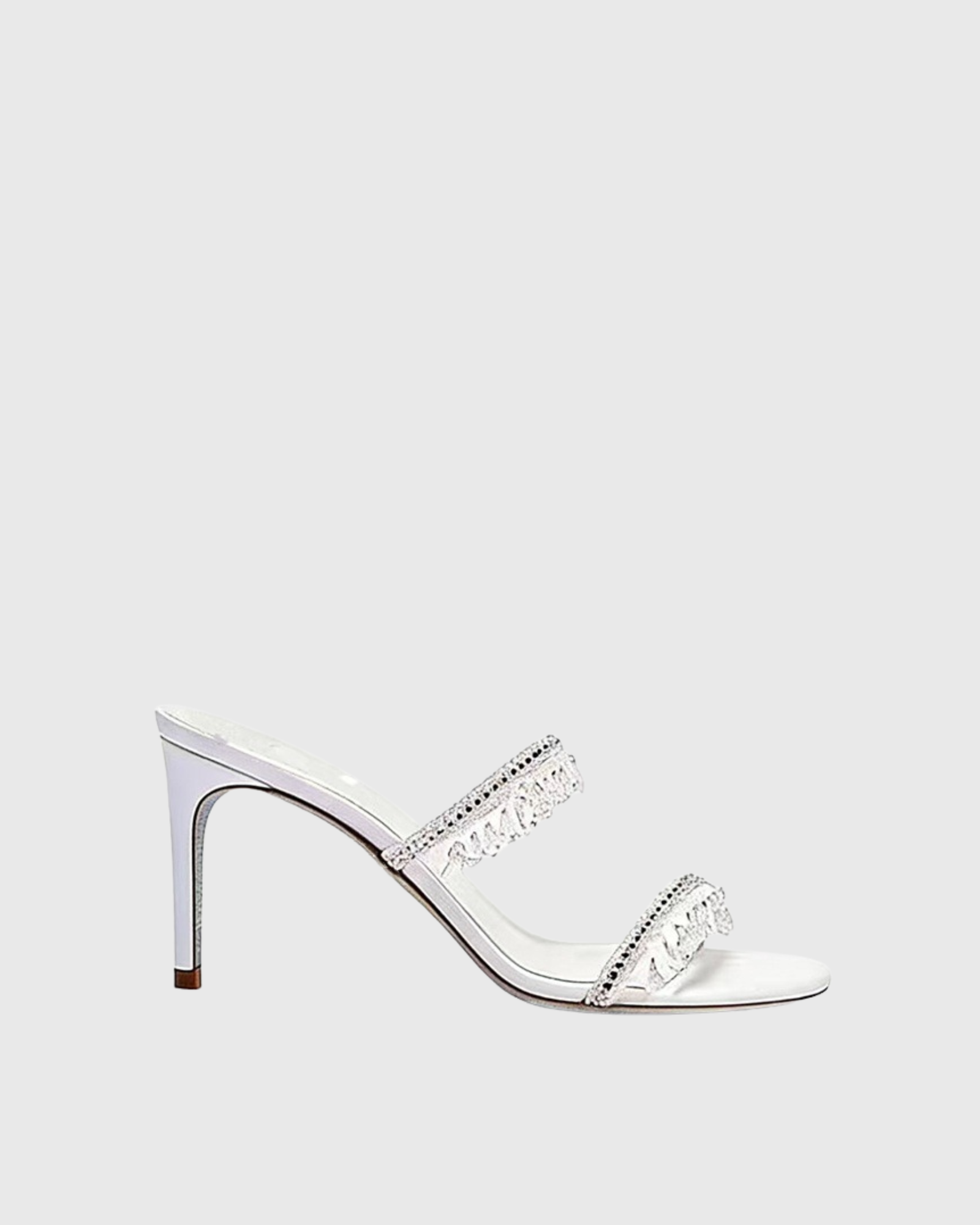 Elisa Crystal Fringe Mules In White