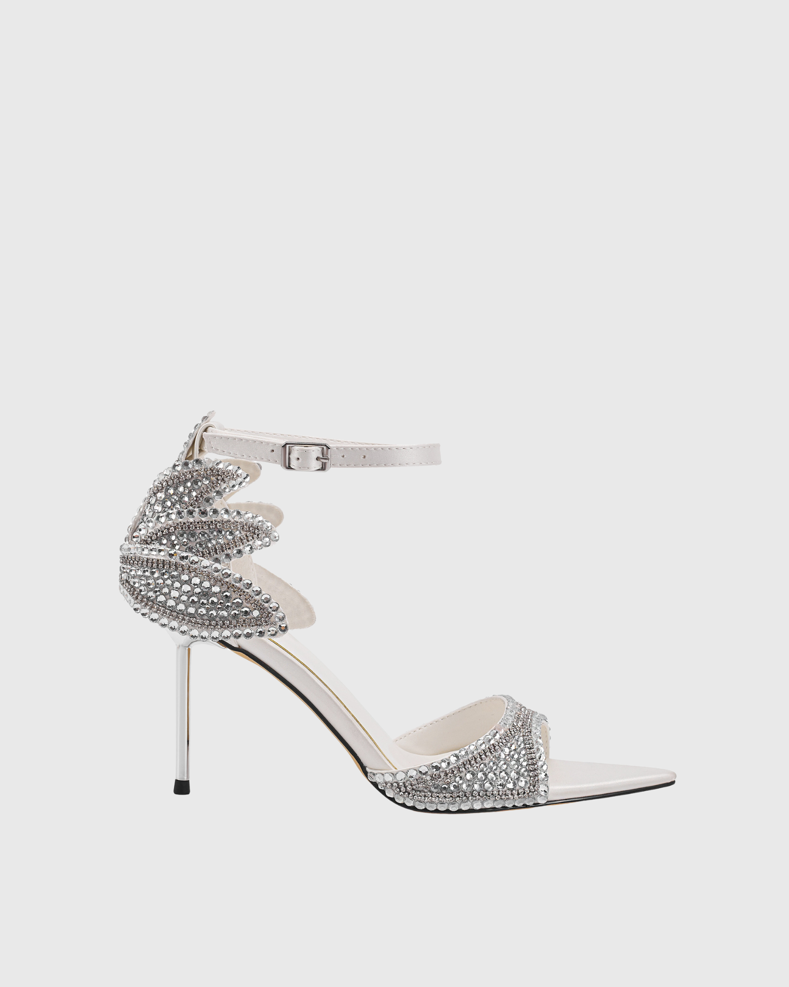 Cressida Flower Rhinestone Sandals In Silver