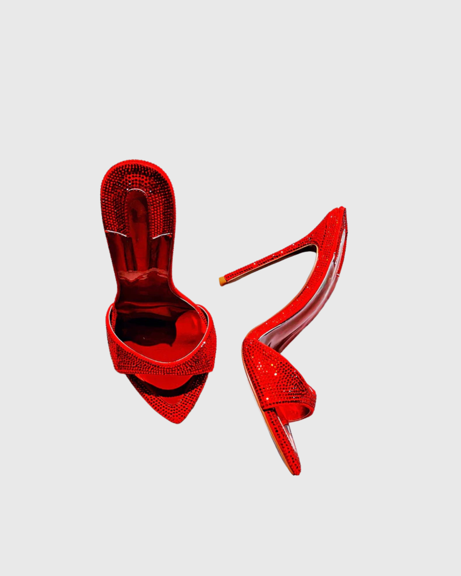 Rylee Rhinestone Embellisehd Open Toe Mules In Red