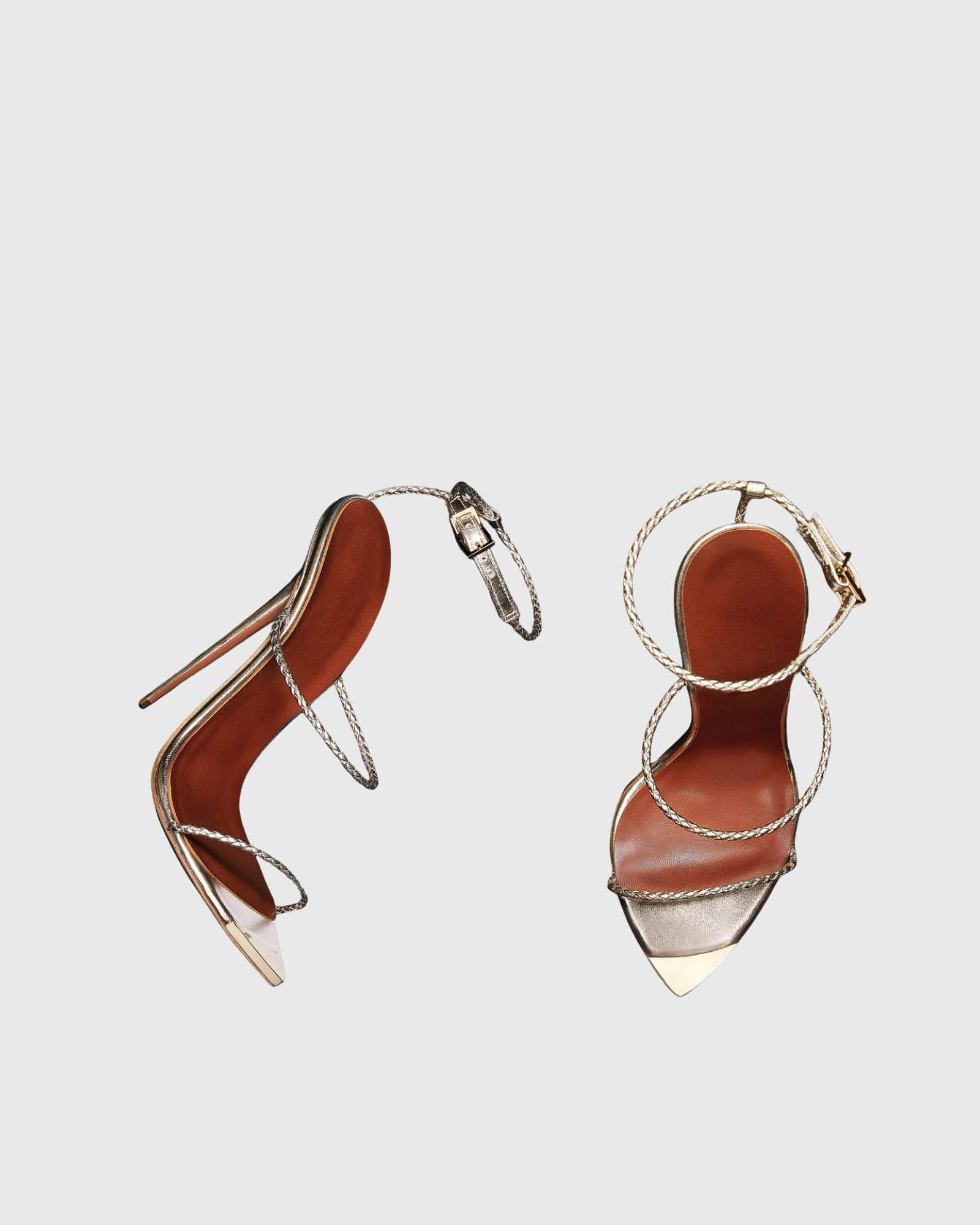 Zabby Woven Strap Sandals In Gold