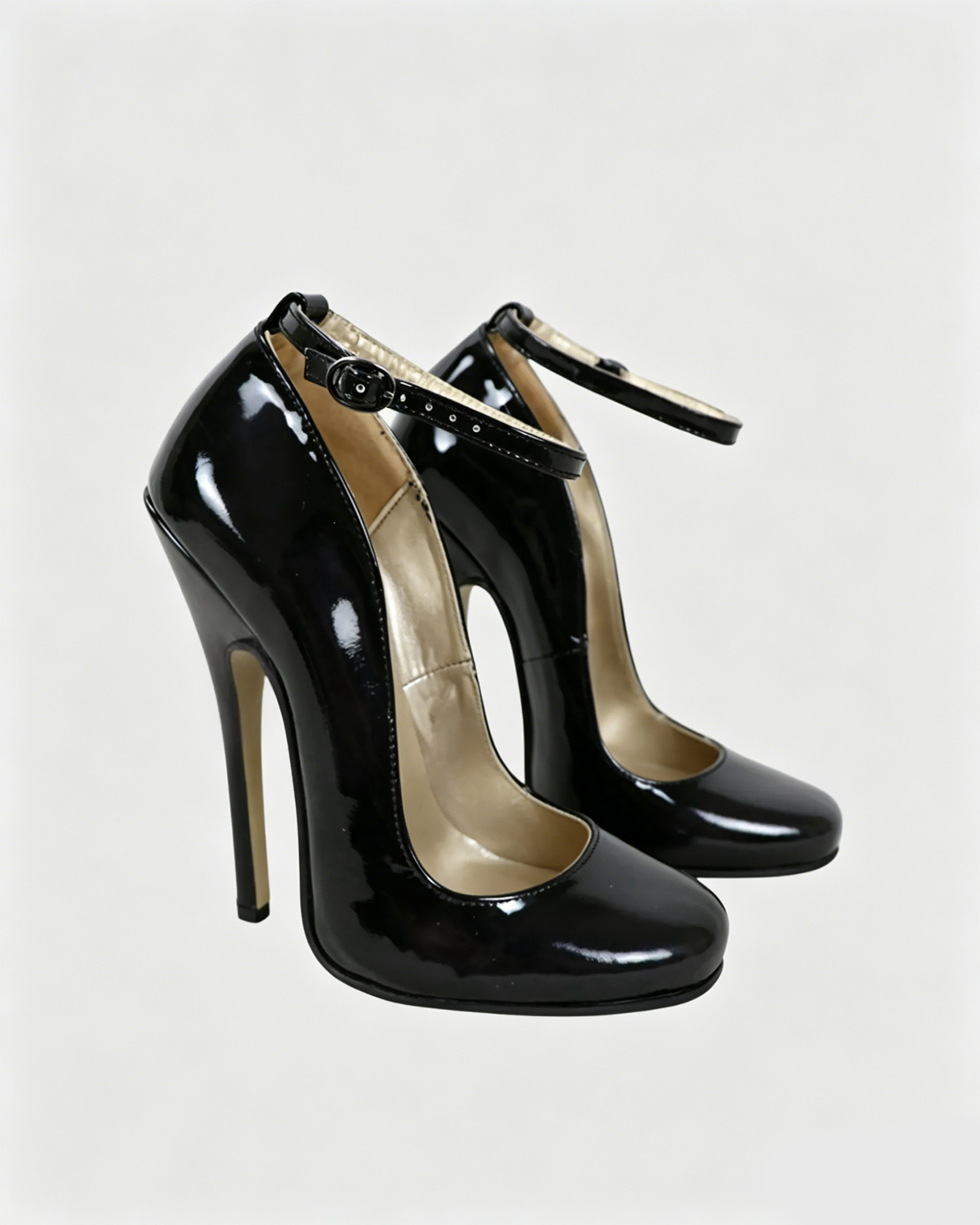 Jolie Fetish Strap Pumps In Black