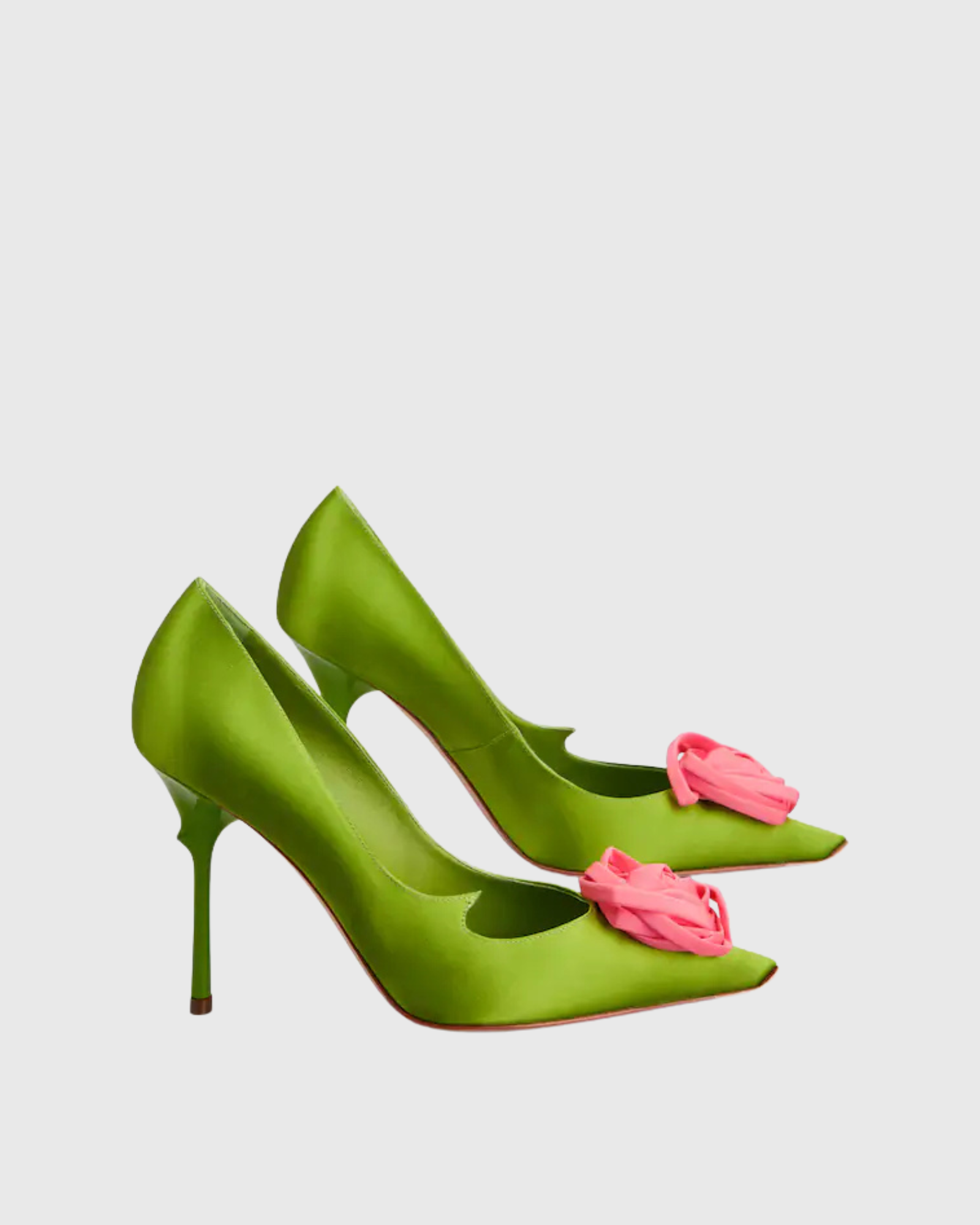 Sage Rose Satin Pumps In Green