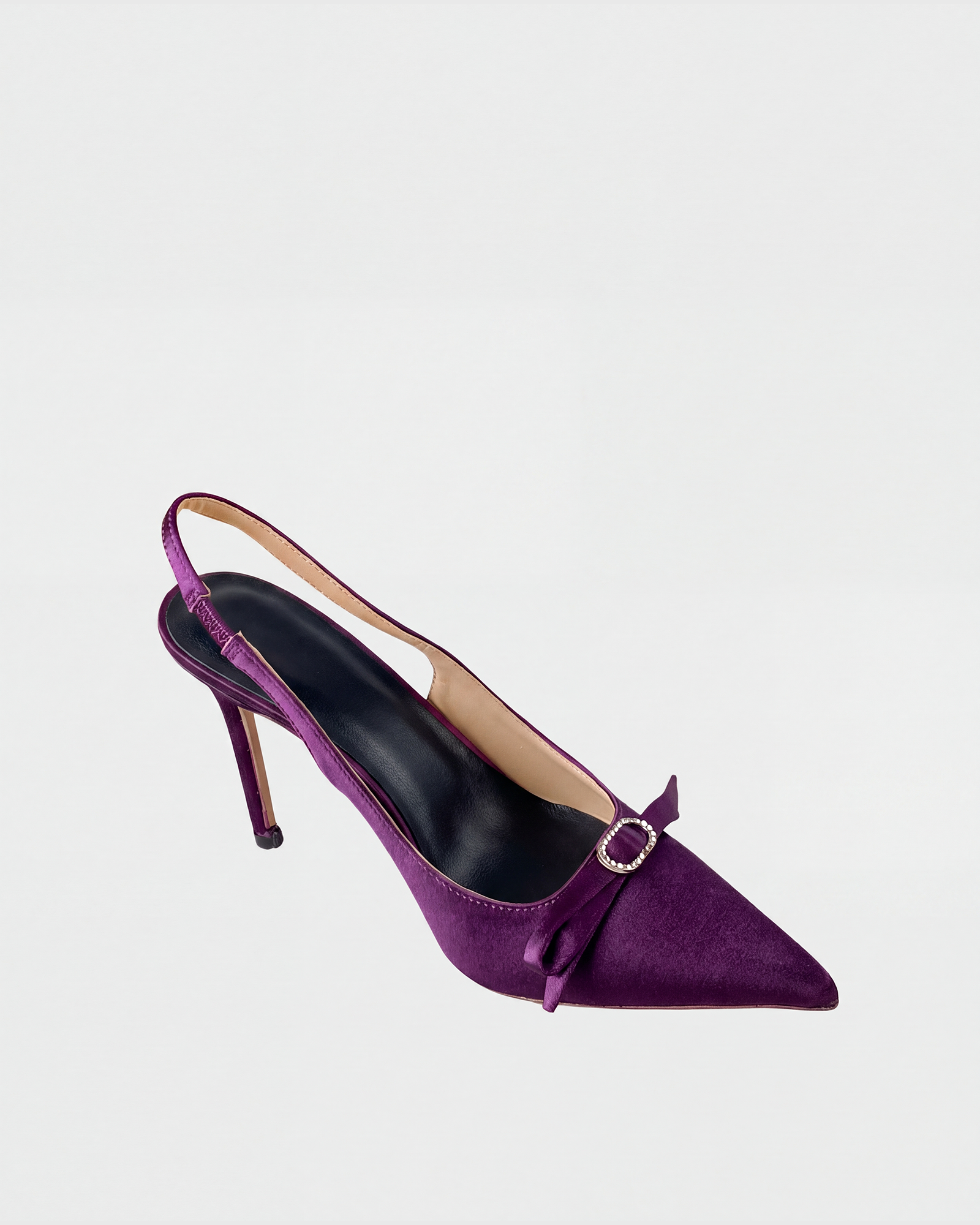 Vita Bow Satin Slingback Pumps In Purple